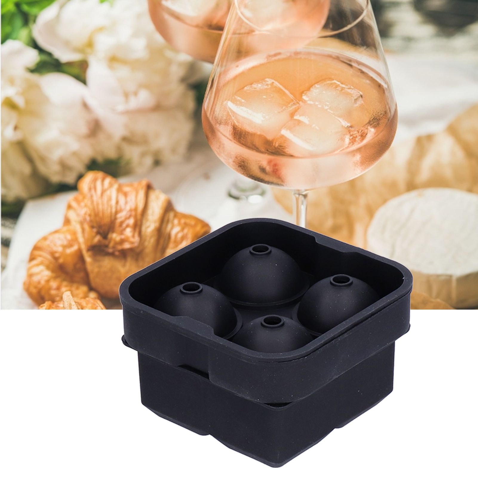 2Pcs Ice Mold 4‑Grids Reusable Elastic Silicone DIY Ice Cubes Maker Mold Tray view 12