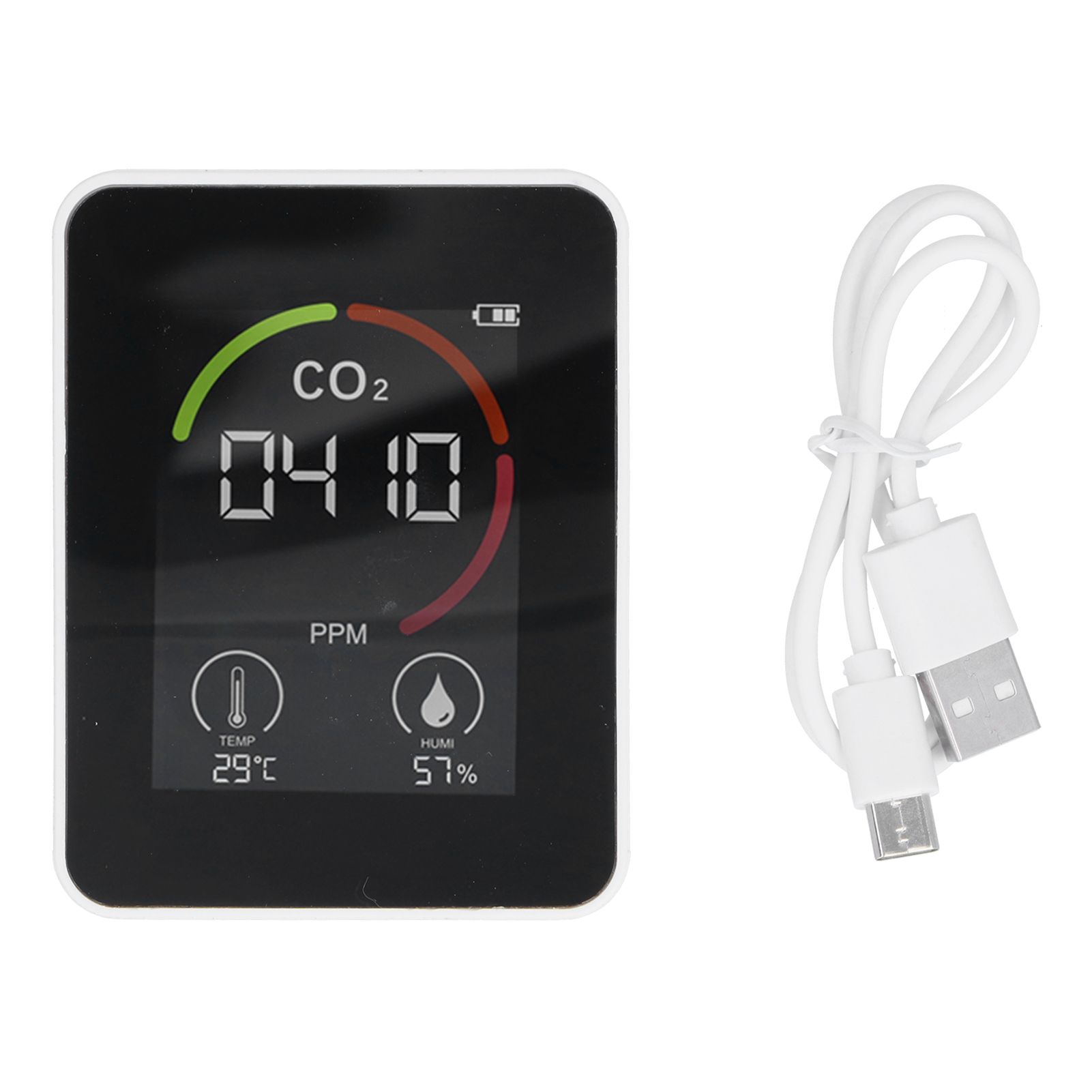 Smart Carbon Dioxide Detector USB Charging Infrared Temperature Humidity Air view 2