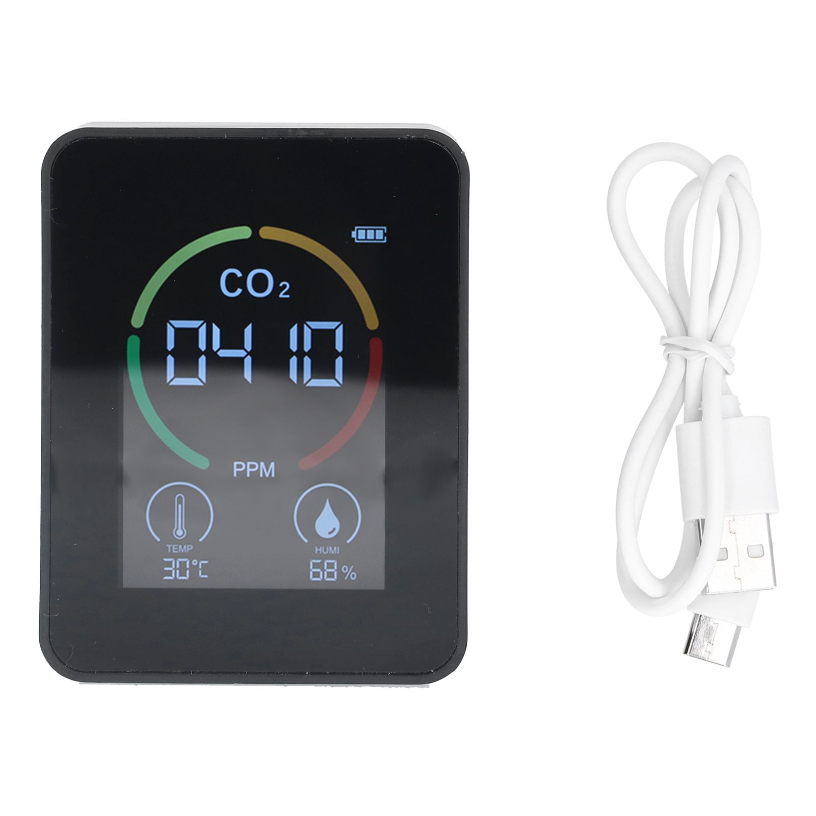 Smart Carbon Dioxide Detector USB Charging Infrared Temperature Humidity Air view 2