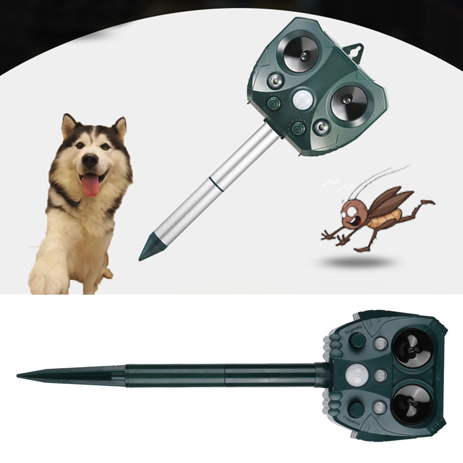 Ultrasonic Animal Repeller Solar Powered Mouse Repeller Expeller with 5 Gears view 12