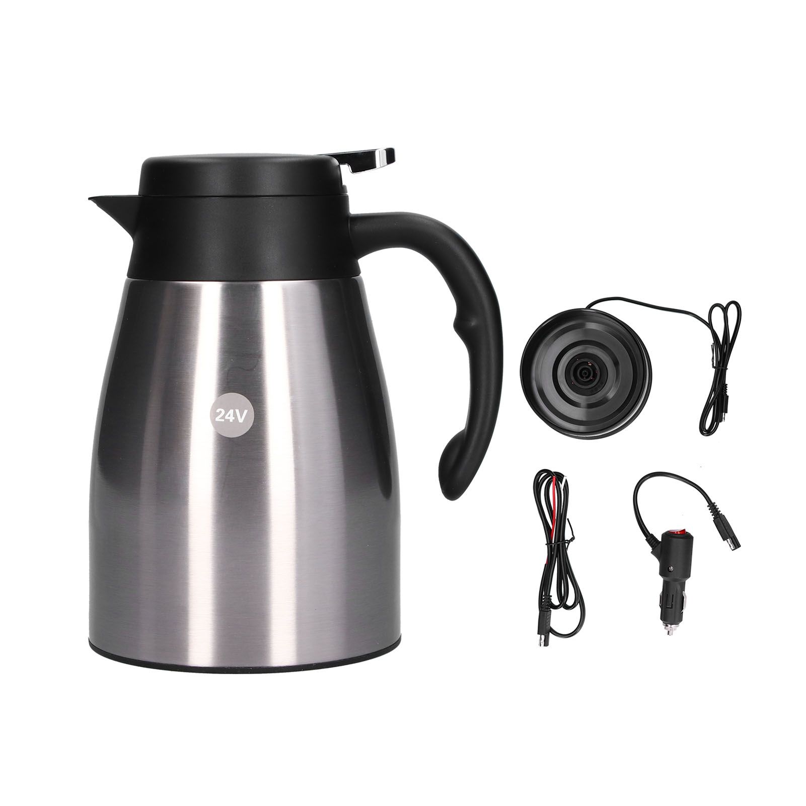 24V 1200ml Car Water Heater Pot with Base Portable Stainless Steel Electric view 2