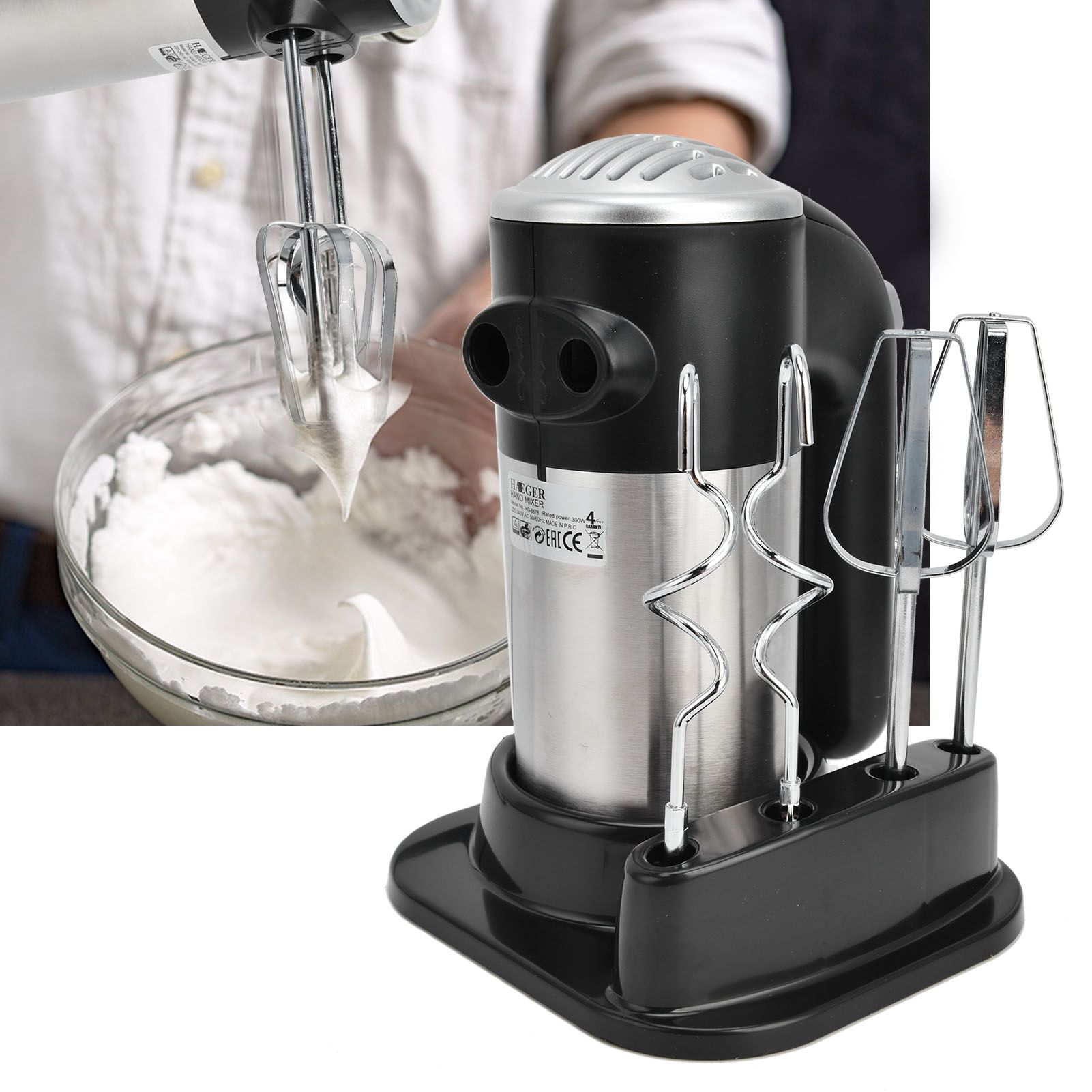 Household Handhled Electric Egg Beater Stainless Steel Milk Frother Egg Whisk view 11