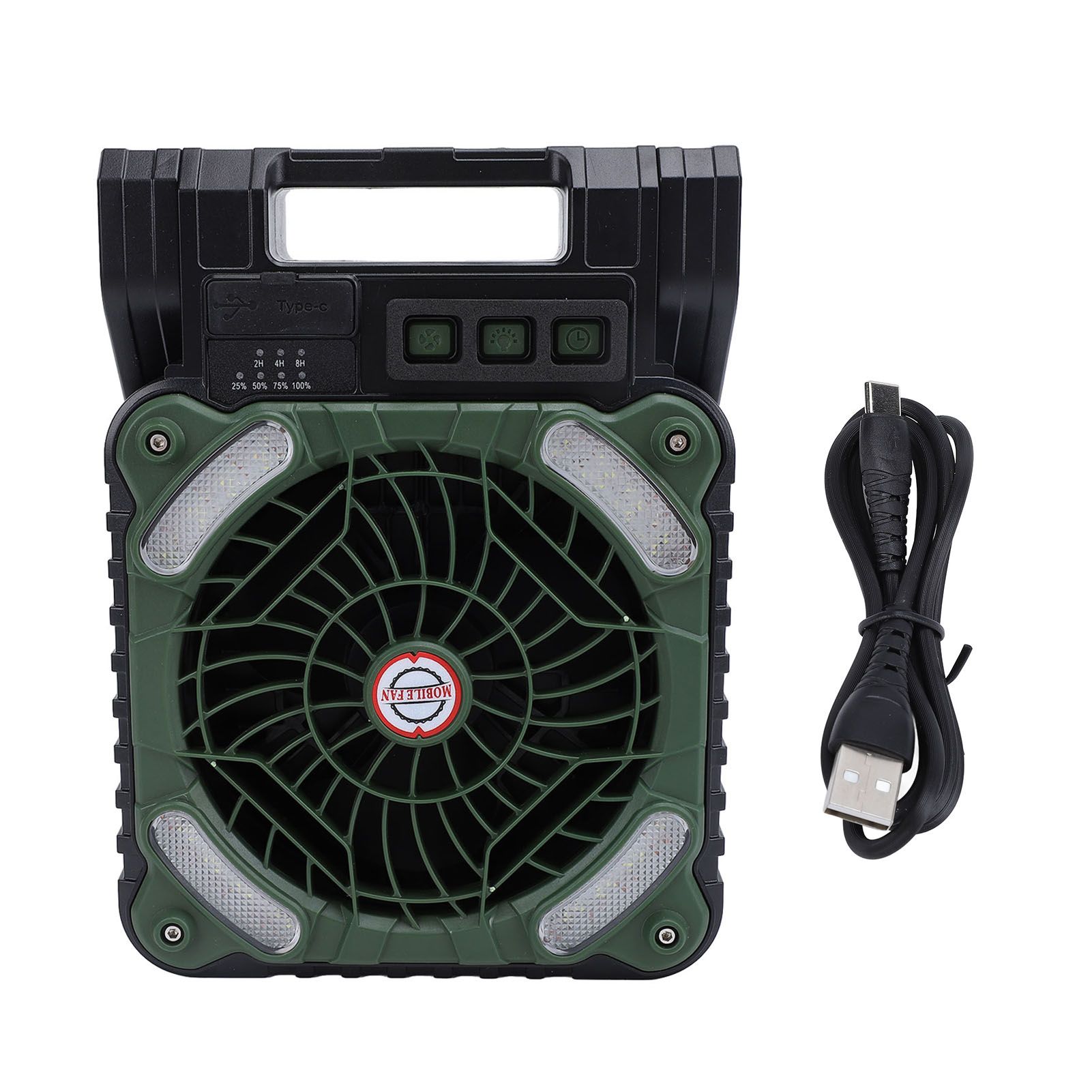 Solar Powered Camping Fan Strong Wind USB Rechargeable Battery Operated view 3