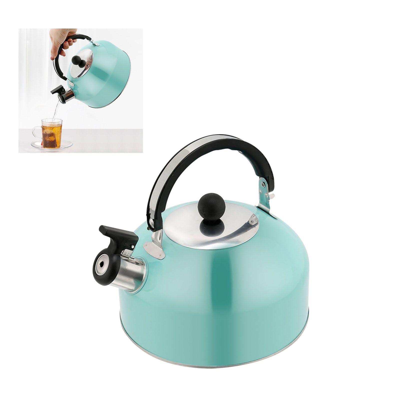Whistling Tea Kettle Flat Bottom Stainless Steel Teapot for Stovetop Induction view 8