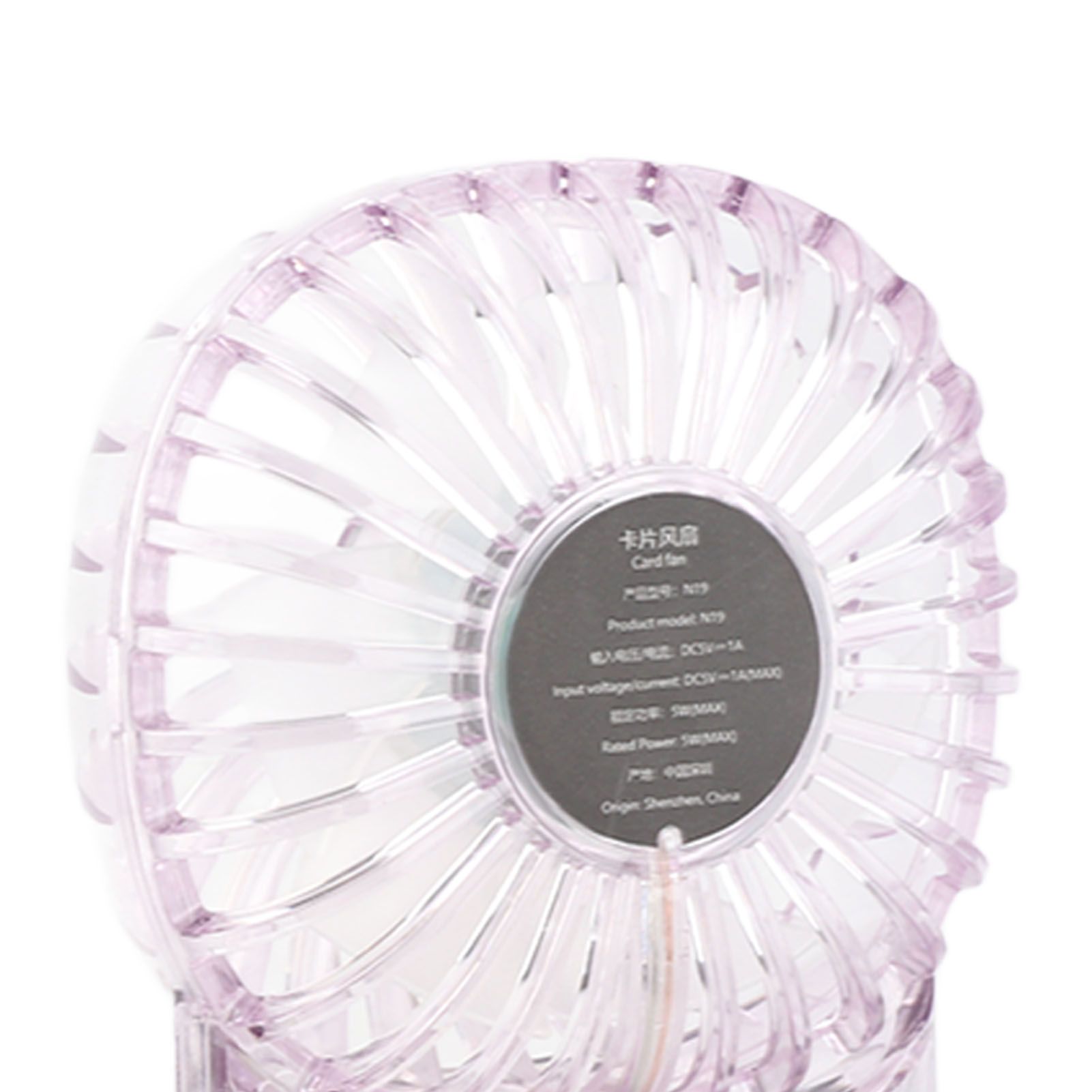 Portable Fan Transparent Foldable 1200mAh Battery USB Rechargeable Neck view 2