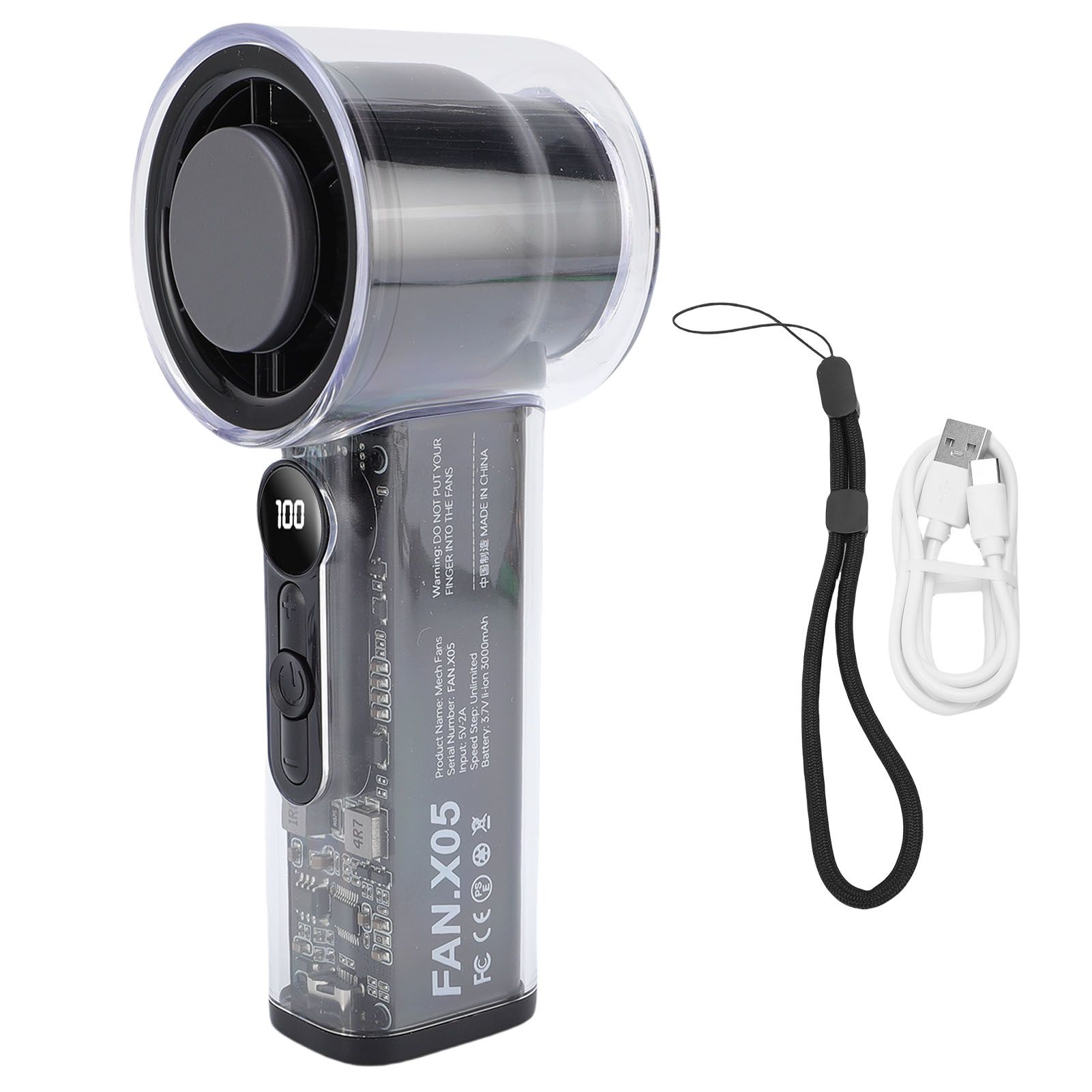 Portable Handheld Turbo Fan Stepless Adjustment Digital Display Silent Small view 3