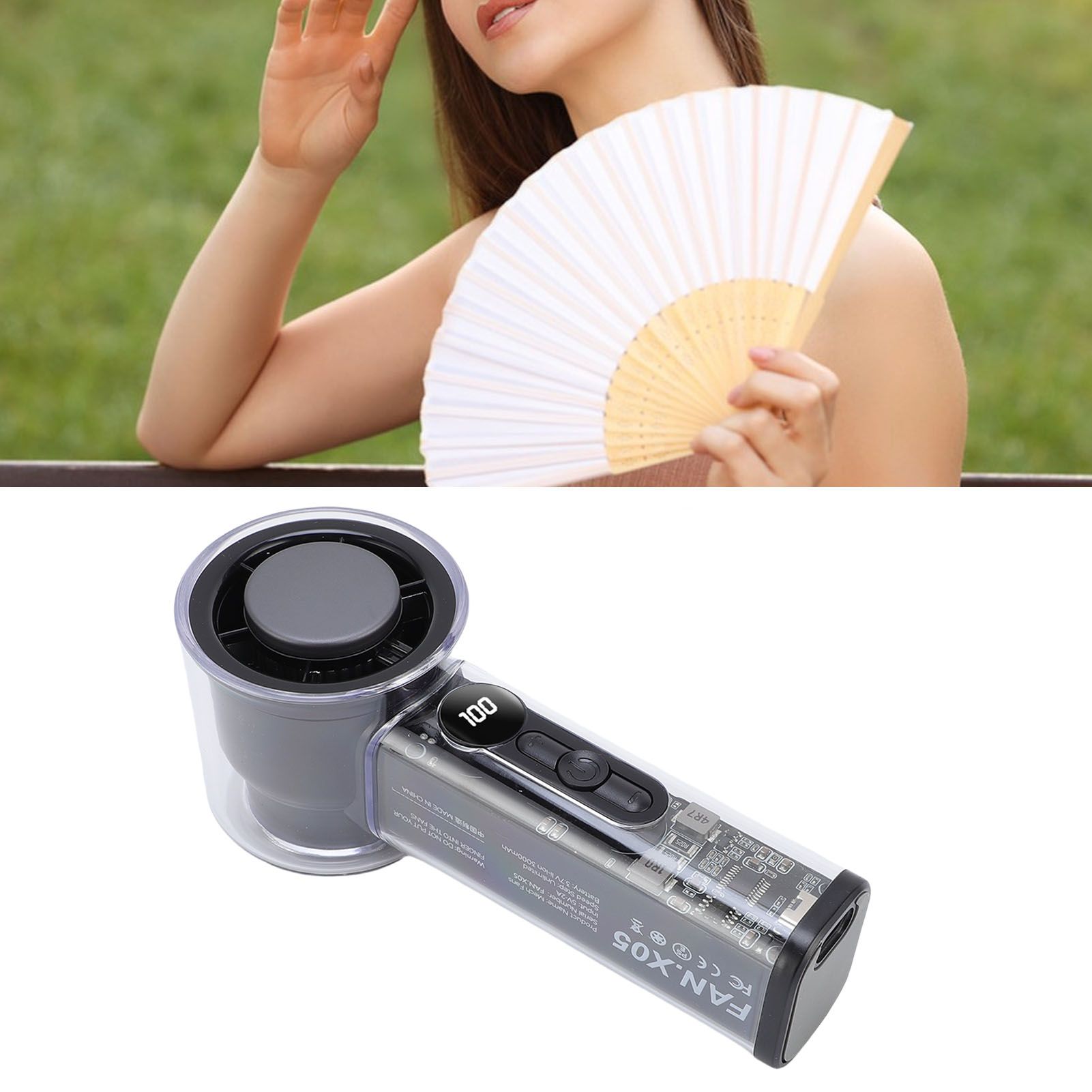 Portable Handheld Turbo Fan Stepless Adjustment Digital Display Silent Small view 12