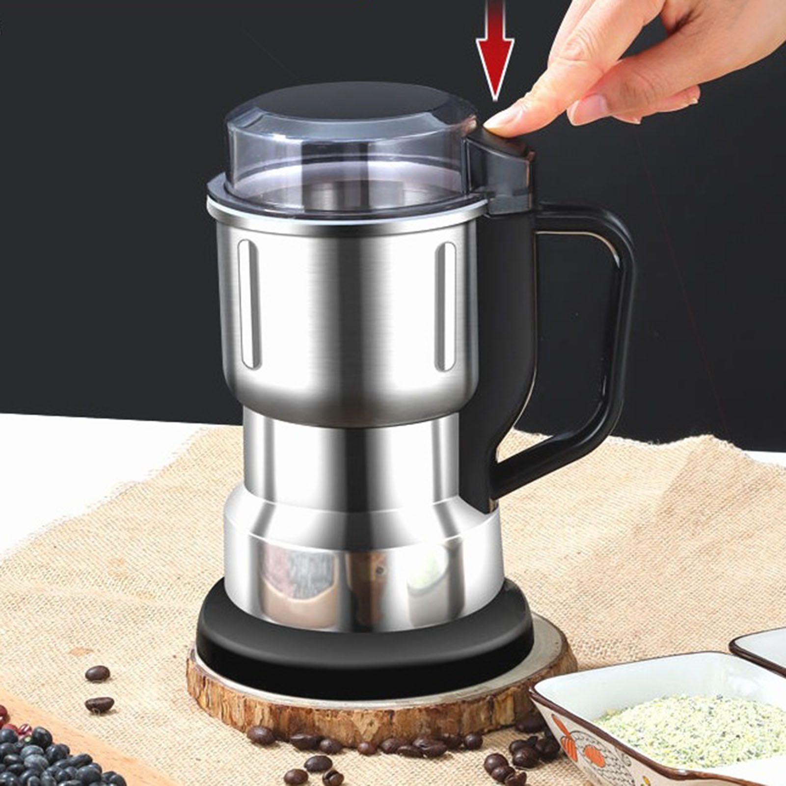 One Touch Coffee Grinder Silver 300W Electric Coffee Grinding Machine for view 8