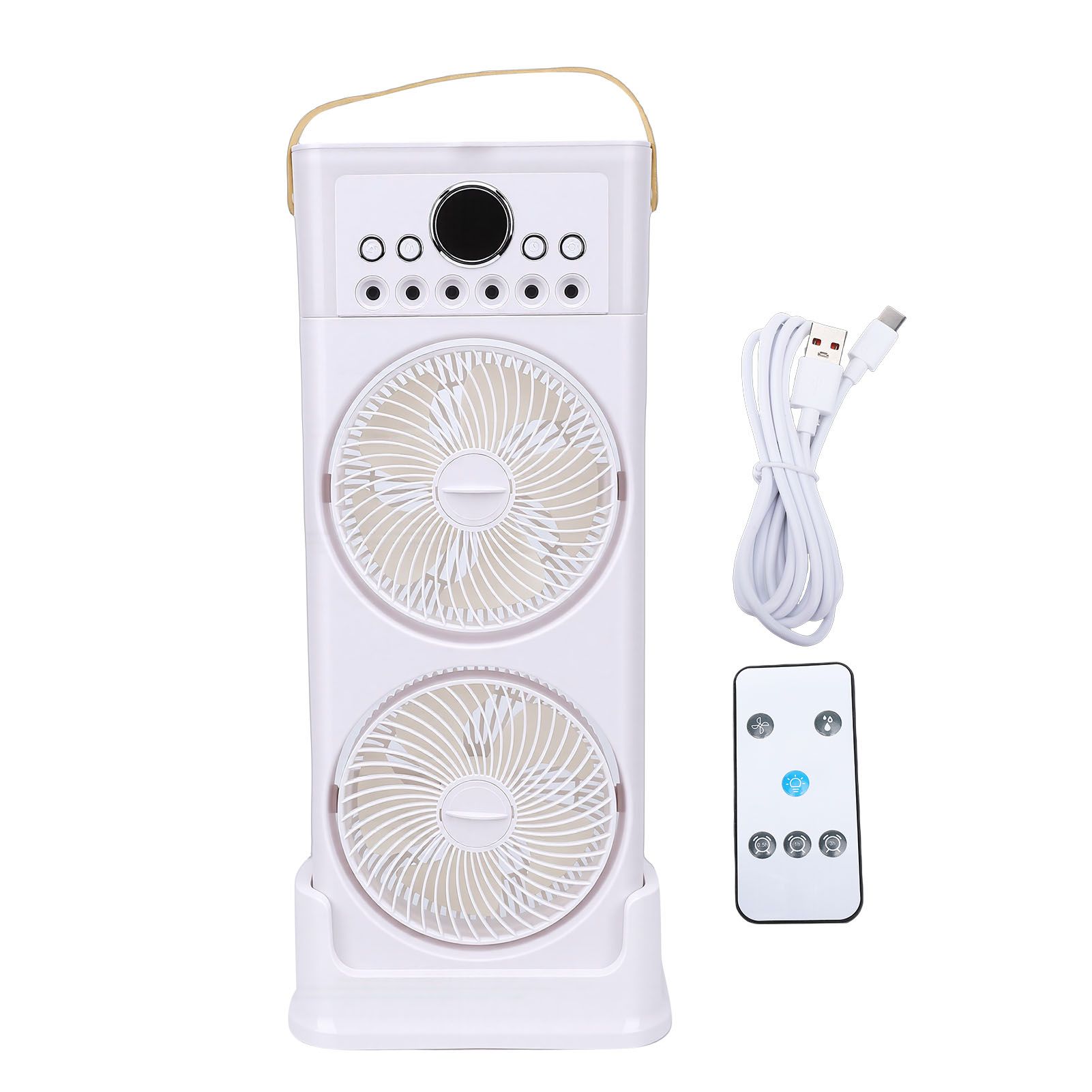 Dual Fan Mist Cooling Fan with Humidifier 6 Nozzles 360 Degree Adjustable Low view 3