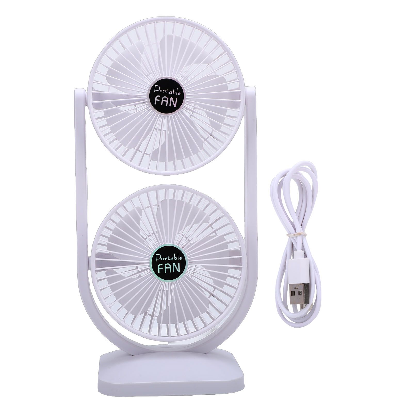 Dual Head Desk Fan USB Rechargeable 3 Speed Portable Electric Floor Fan for view 3