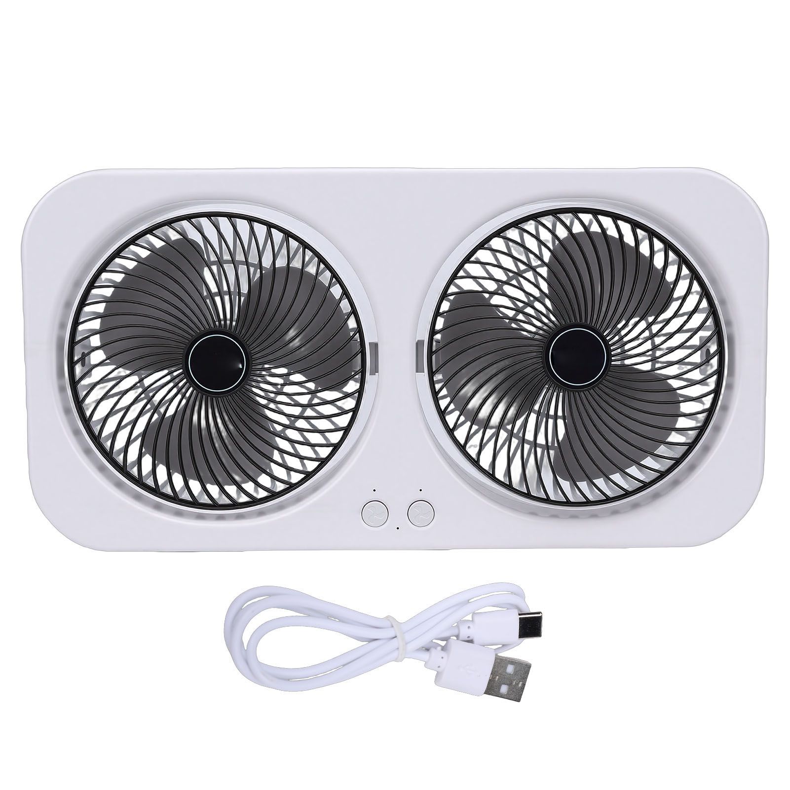 Portable Desktop Fan Rotating USB Rechargeable Quiet Cooling Hanging Dual Head view 3