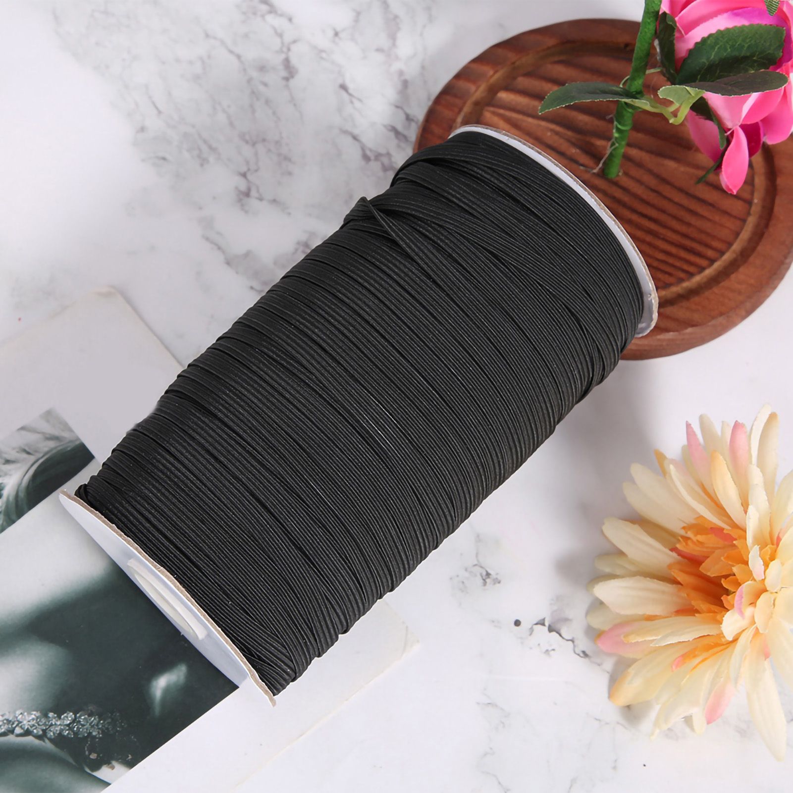 0.6cm 90m/Roll Flat Elastic Cords Stretchy Threads Cable Strings for DIY Cloth view 4