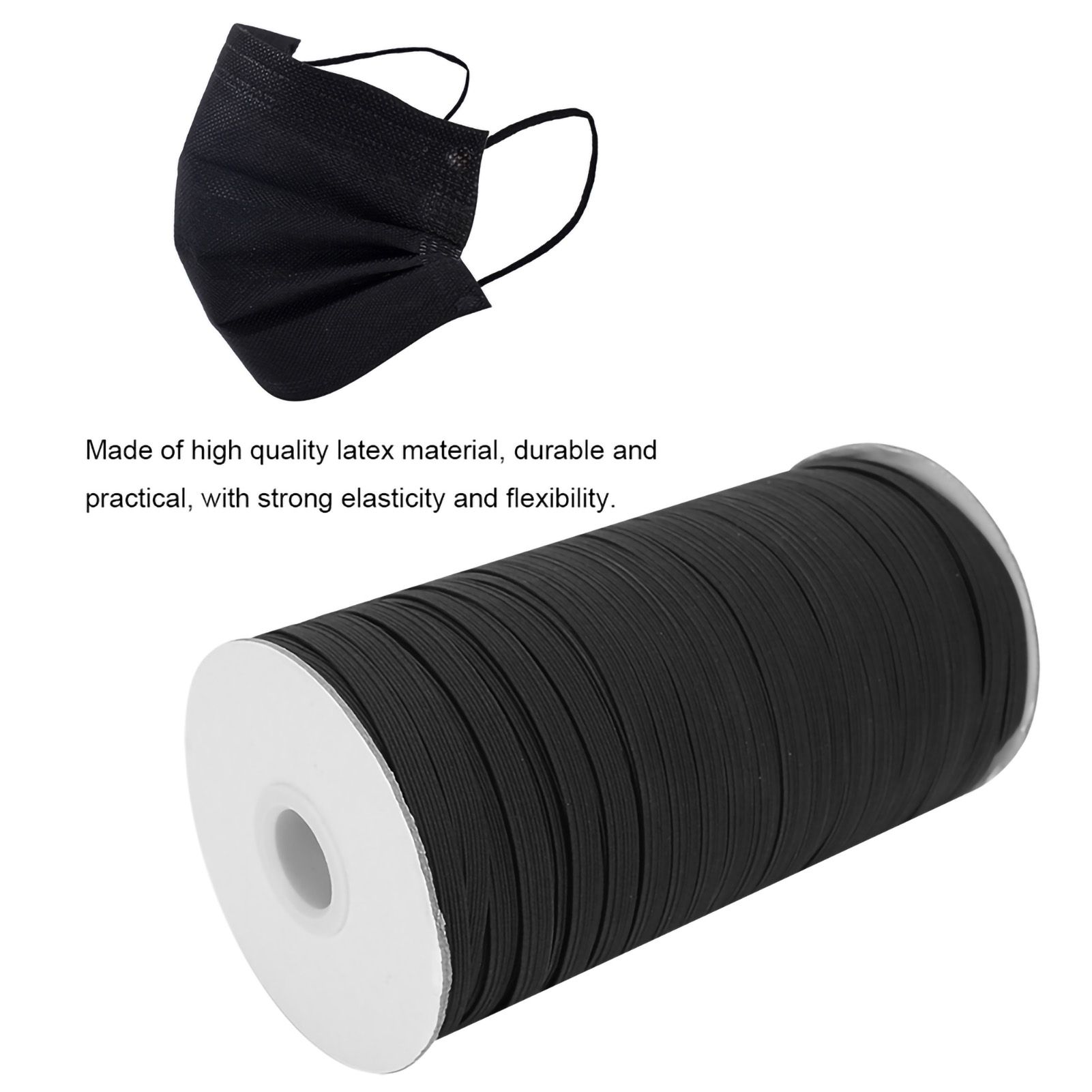 0.6cm 90m/Roll Flat Elastic Cords Stretchy Threads Cable Strings for DIY Cloth view 9