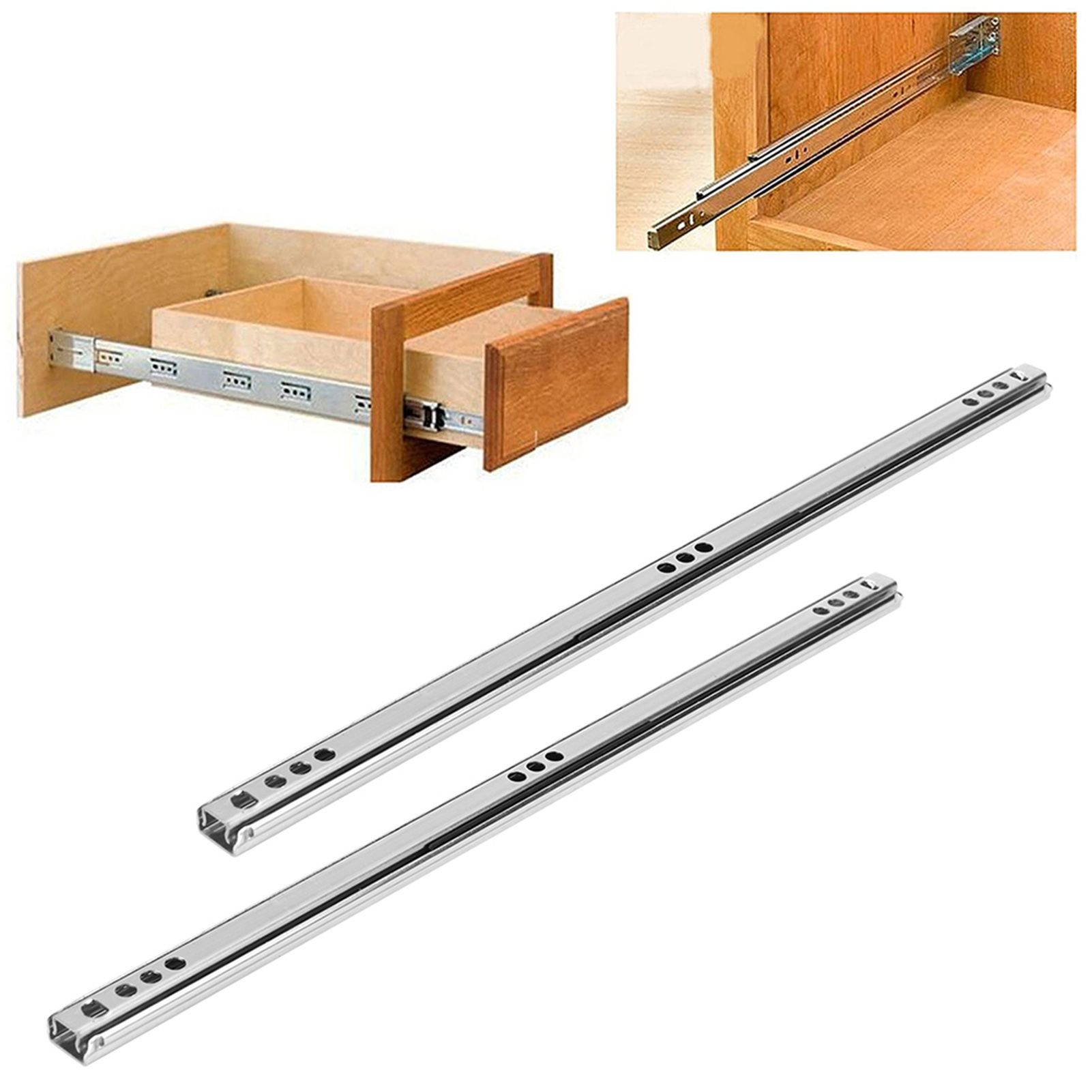 2Pcs/Set 342x17mm Cold Rolled Steel Drawer Rail Ball Bearing Slide for Cabinet view 12