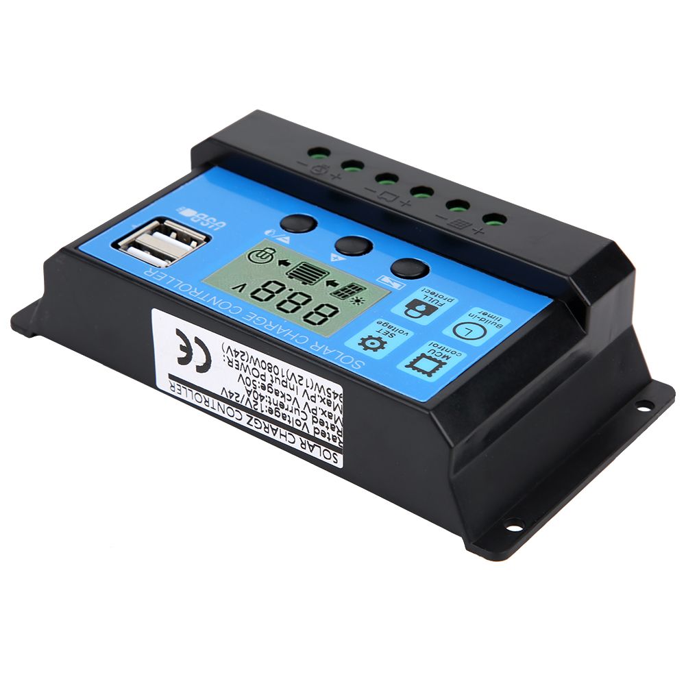 40A Blue Regulator Automatic PWM LCD Charging Controller PV System Connection view 11