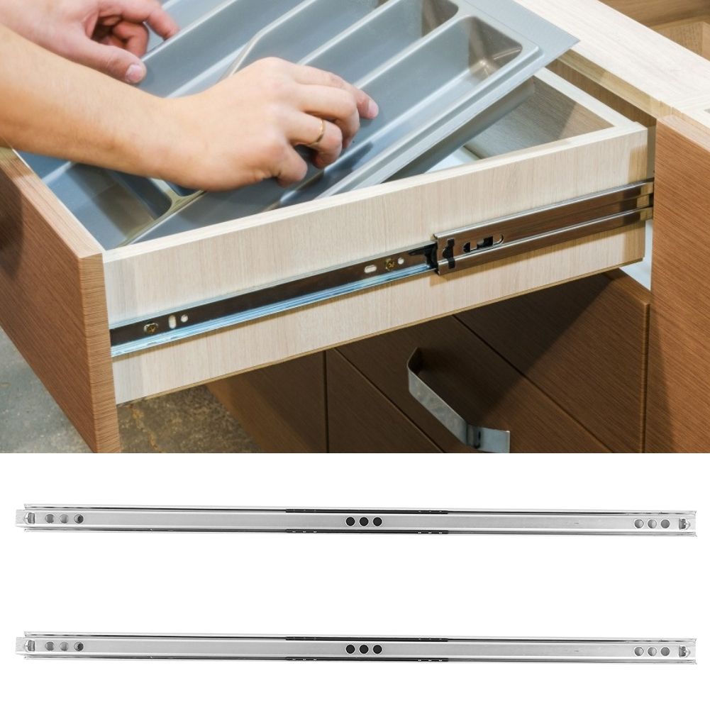2Pcs Set Cold‑Roll Steel Sheet Ball Bearing Drawer Slide Rail Cabinet view 3