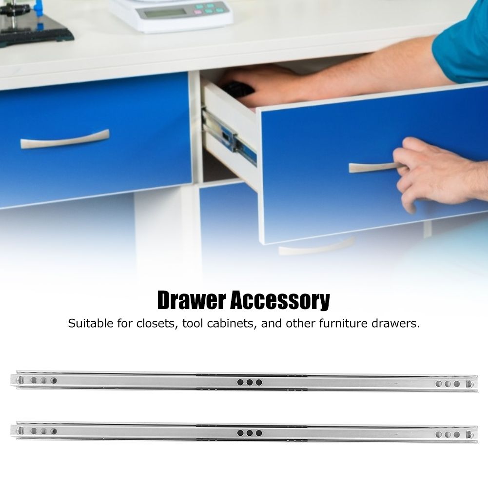 2Pcs Set Cold‑Roll Steel Sheet Ball Bearing Drawer Slide Rail Cabinet view 11