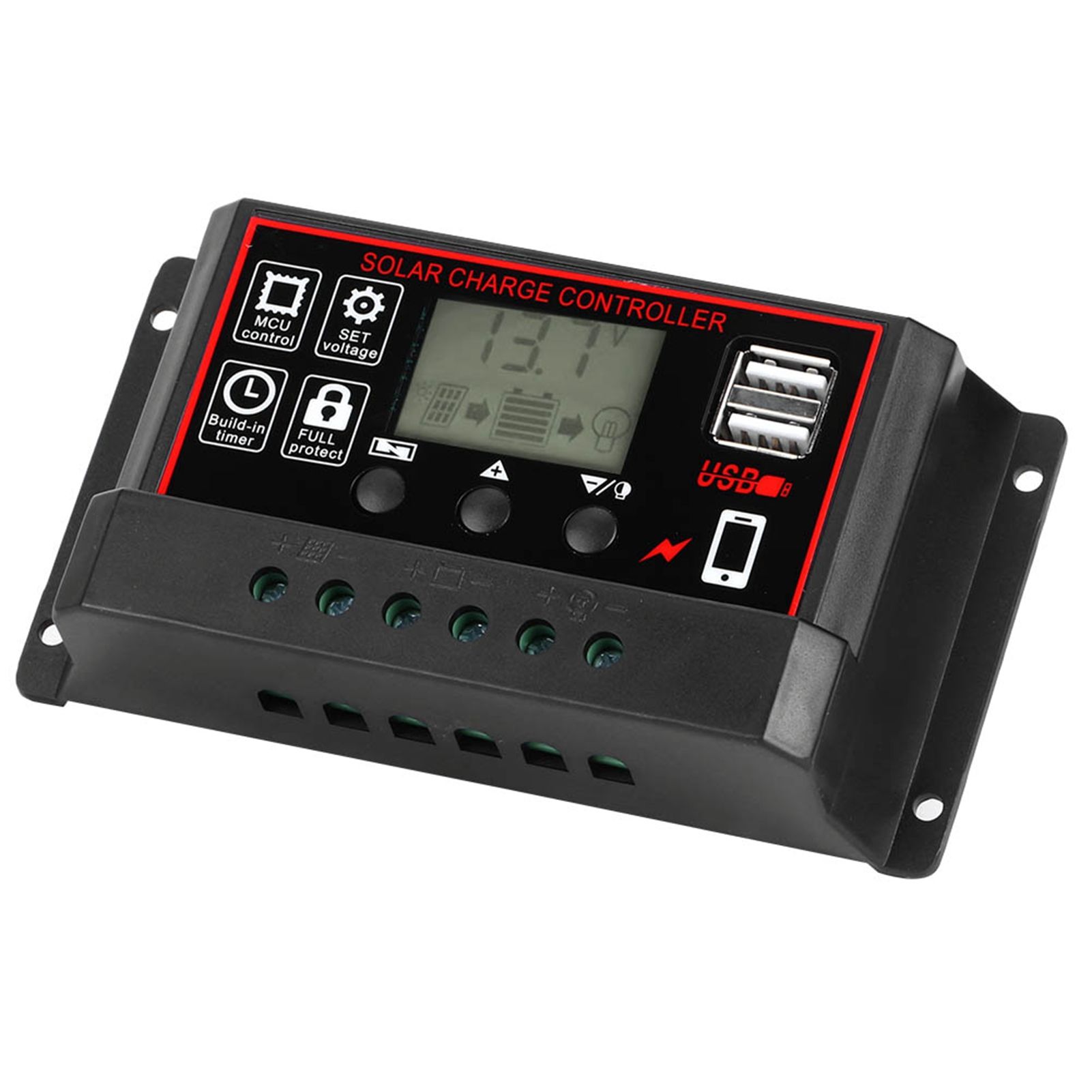 12V 24V Solar Photovoltaic Meter Intelligent Digital Display Controller USB 5V 60A view 4