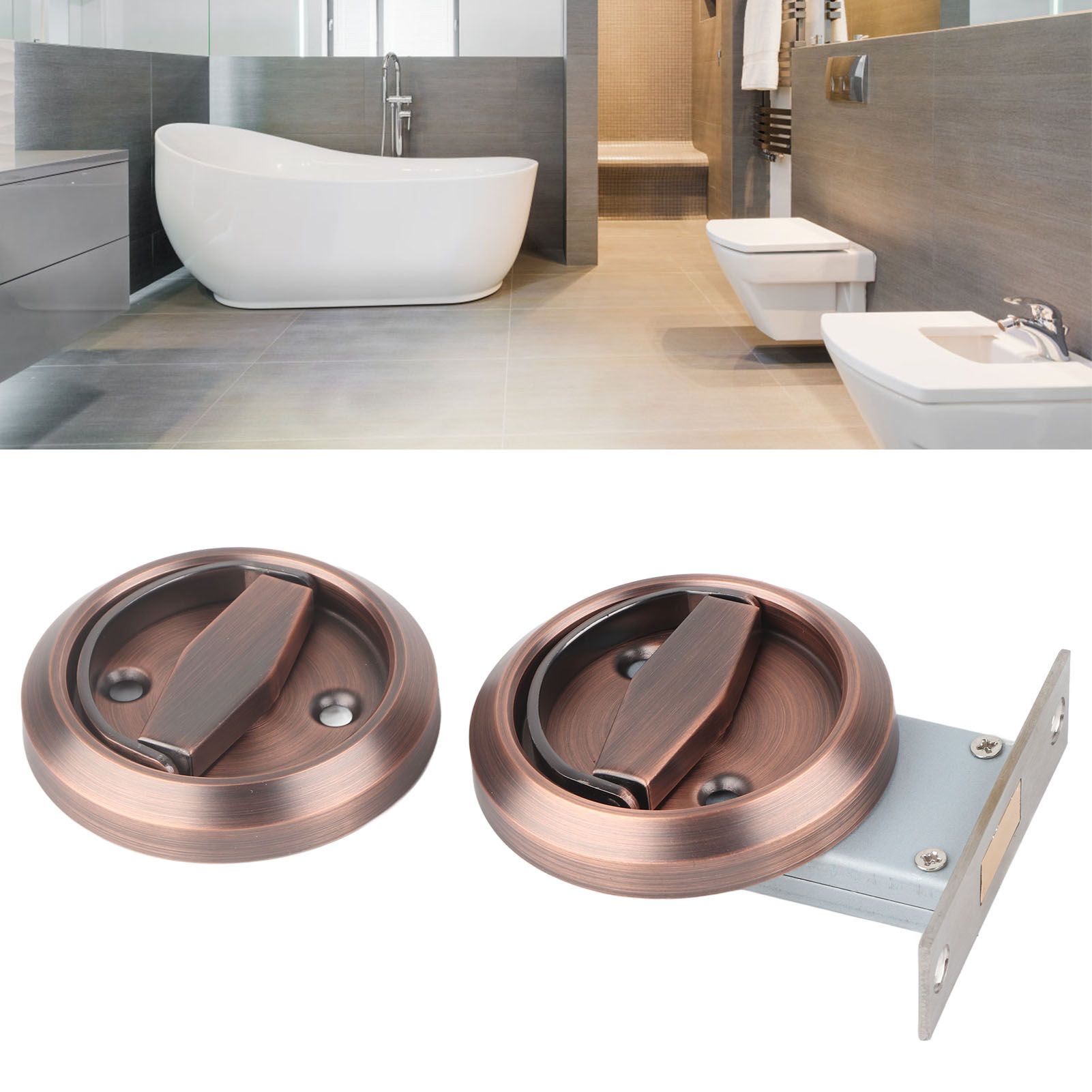 Home Bathroom DoubleSided Lock 304 Stainless Steel Ring Handle Door Lock view 11