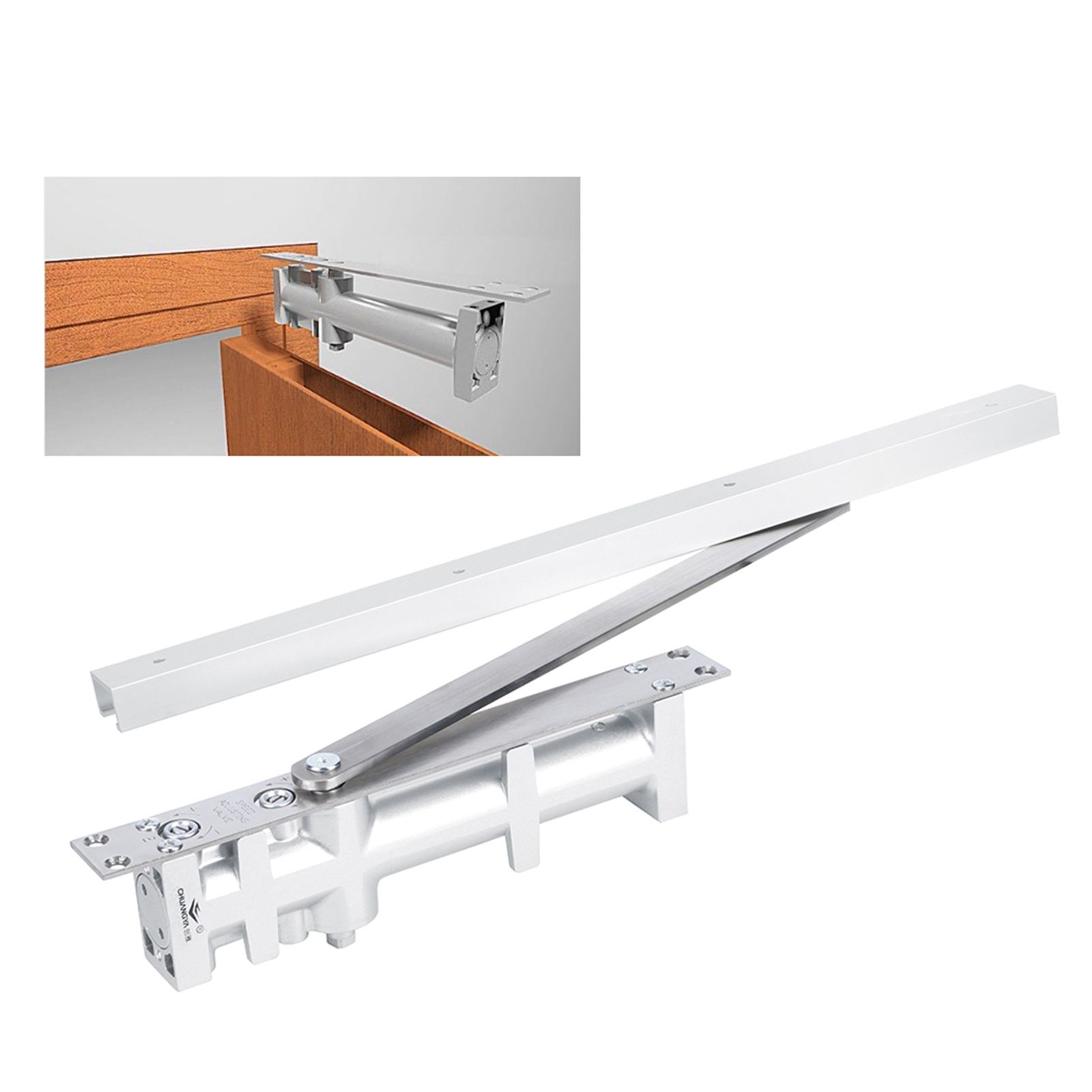 Aluminum Automatic Positioning Concealed Hydraulic Buffer Door Closers 80KG view 4