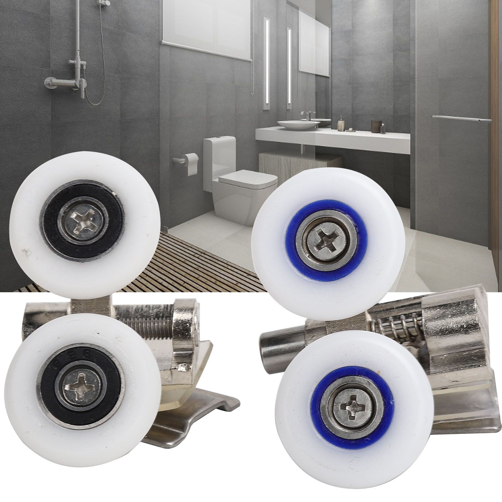 Shower Door Runner Rollers Zinc Alloy Glass Door Pulley Wheels Bathroom Accessory view 12