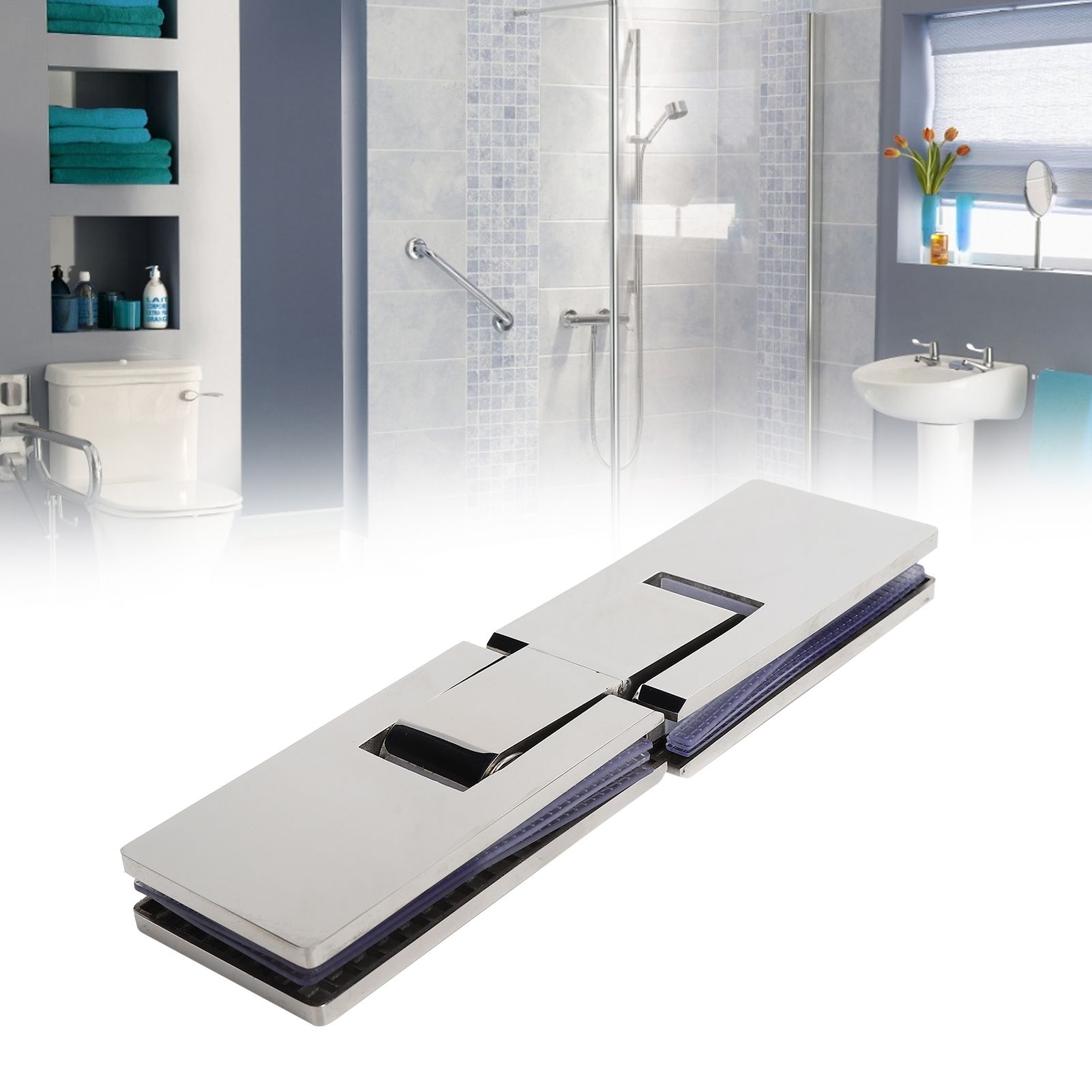 180 Degree Stainless Steel Door Clamp Bathroom Glass Clip Holder Bracket for view 11