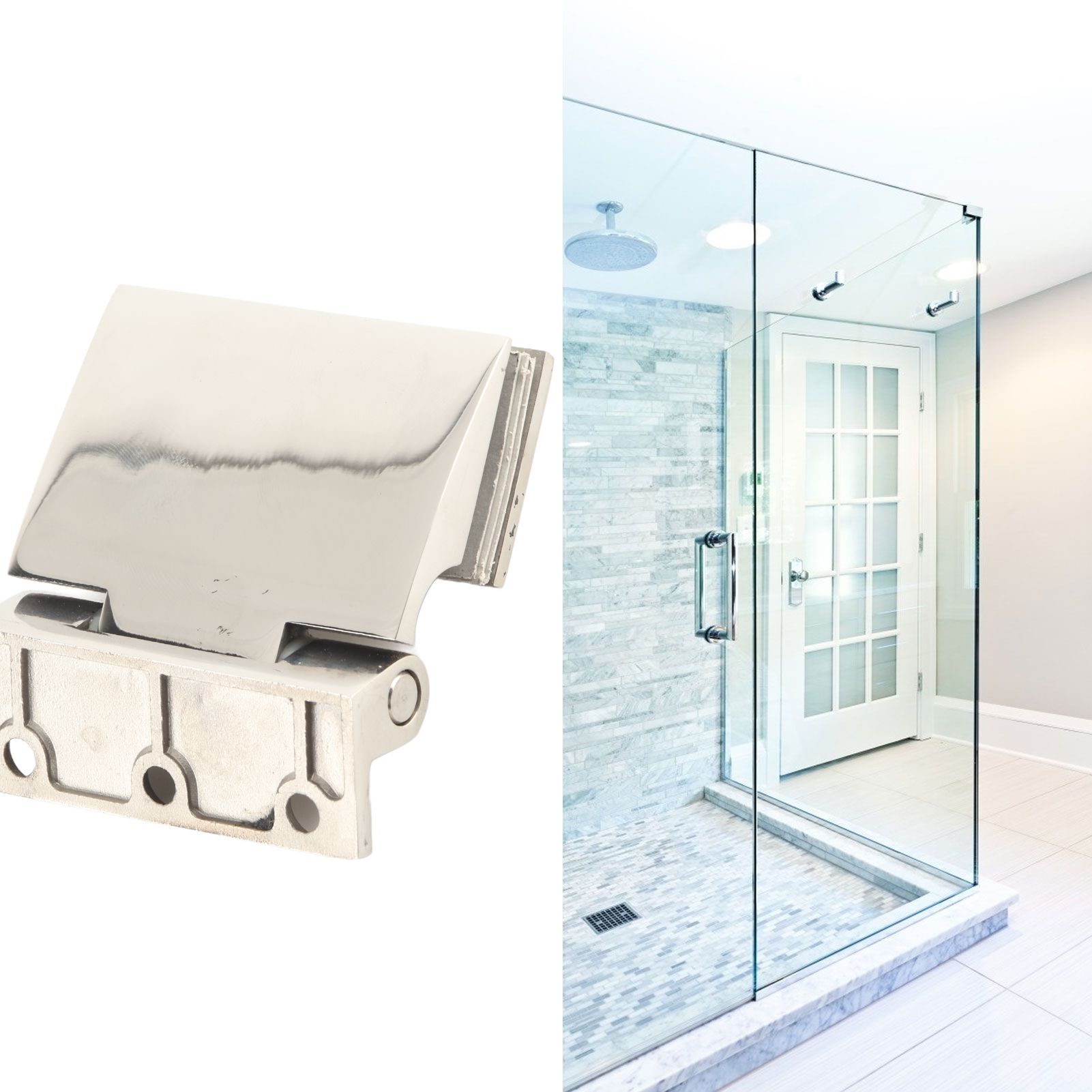 Curved Single‑Sided Hinge Stainless Steel Bathroom Hinge for Tempered 8‑12mm view 11
