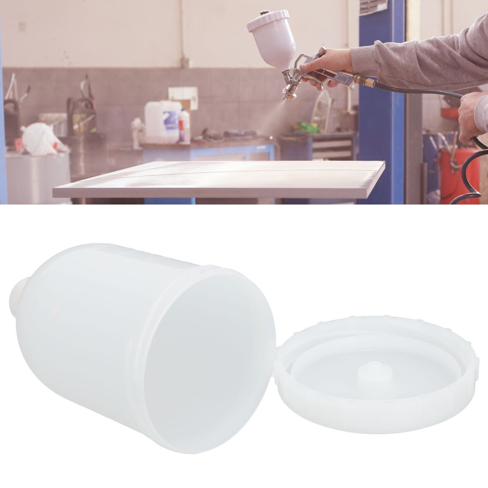 300ml Upper Plastic Spray Guns Cup Replacement Pot Container with 15mm Female view 12