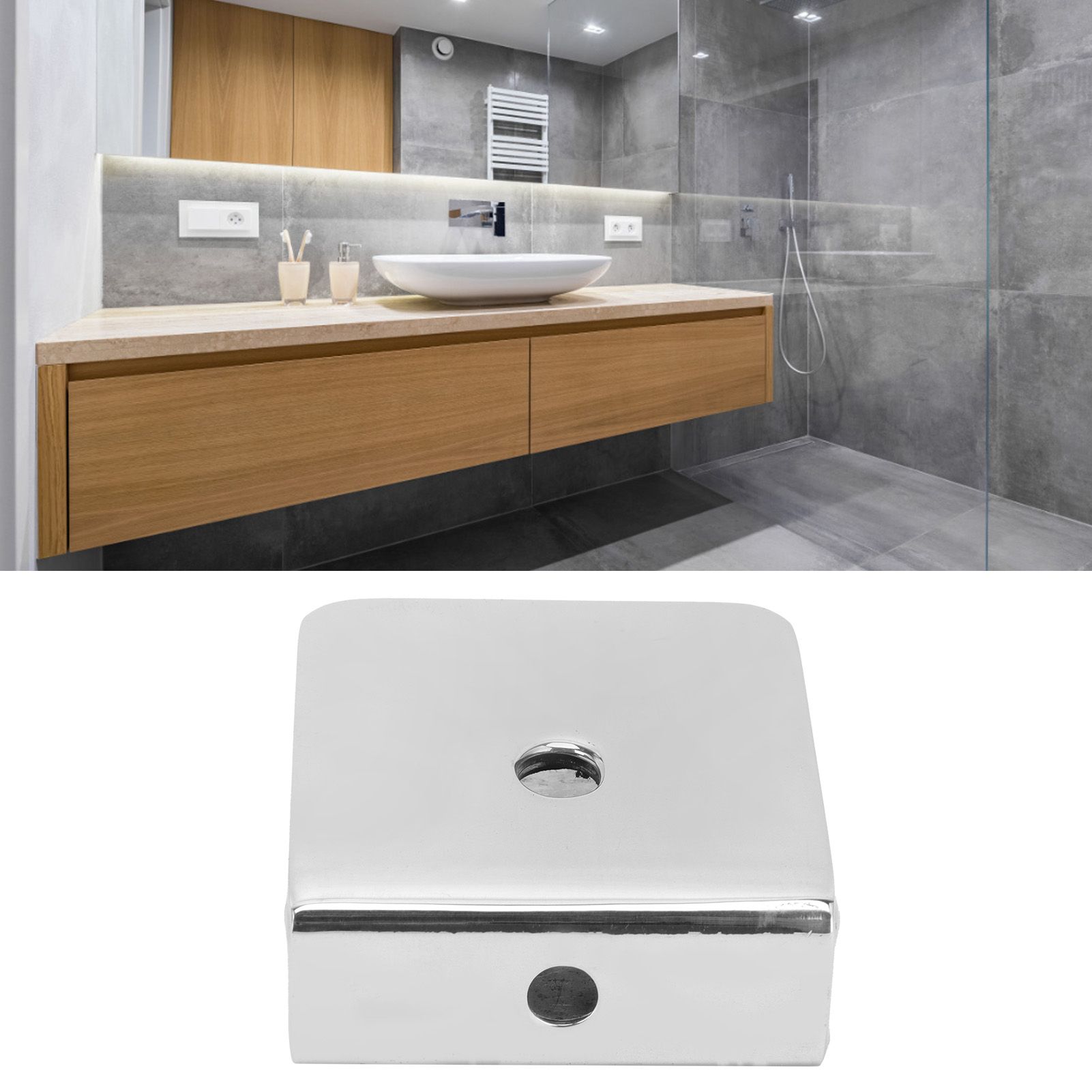 45x48mm Square Glass Fixing Clip Bathroom Door Clamp Holder Bracket for 8‑12mm view 12
