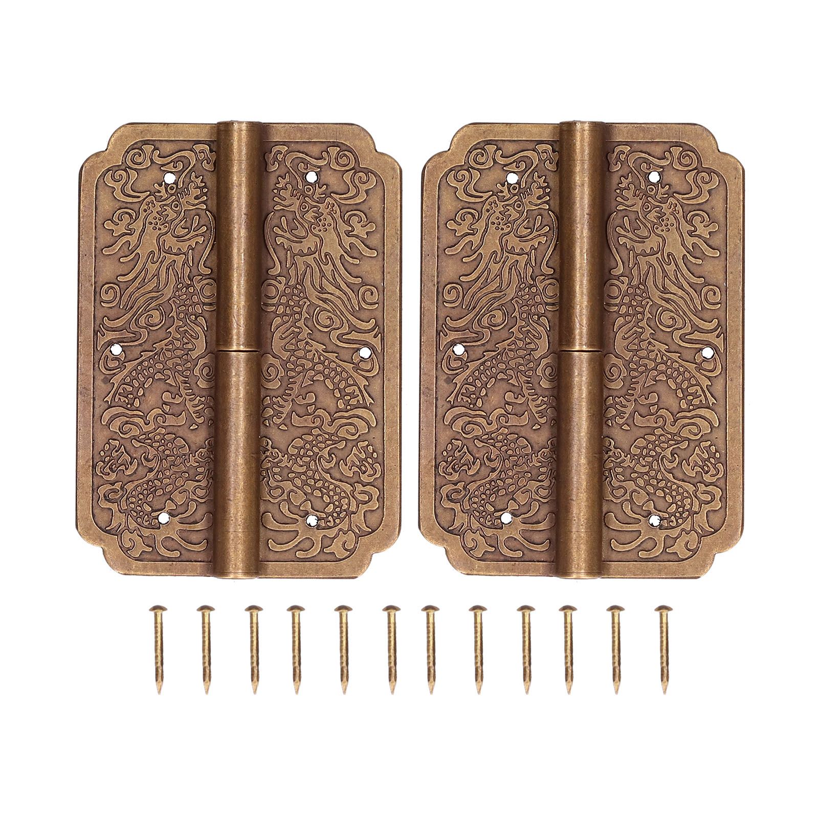 2Set Furniture Hinge Retro Antique Brass Hinges Hardwares for Cabinet Jewelry Box view 2