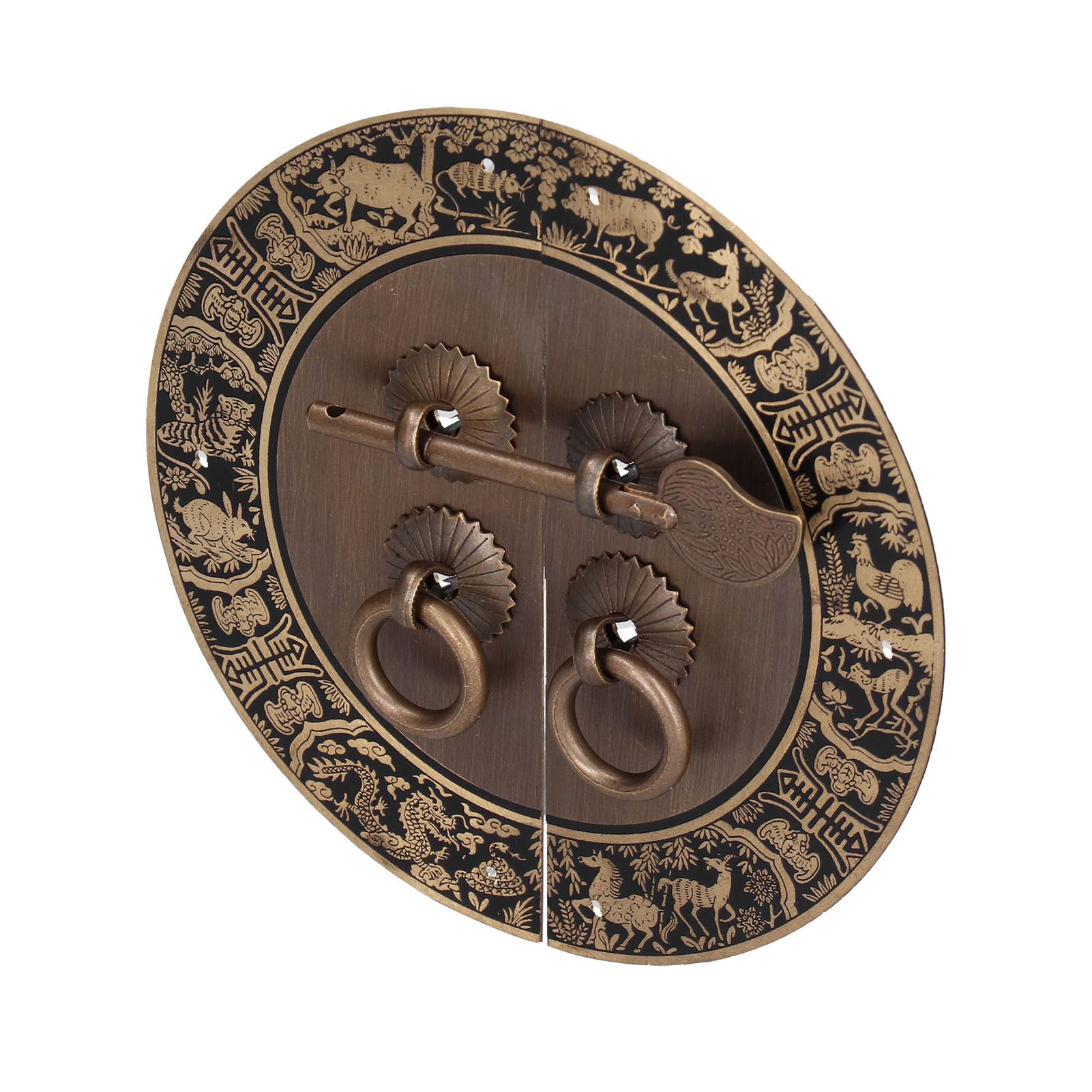 Round Shape Brass Cabinet Handle Double Doors Knob Furniture Handle for view 3