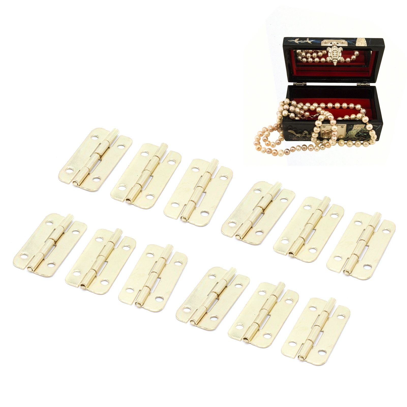 50Set Rounded Hinge Iron Cabinet Hinge Hardware Accessory for Home Door Wooden Box view 12