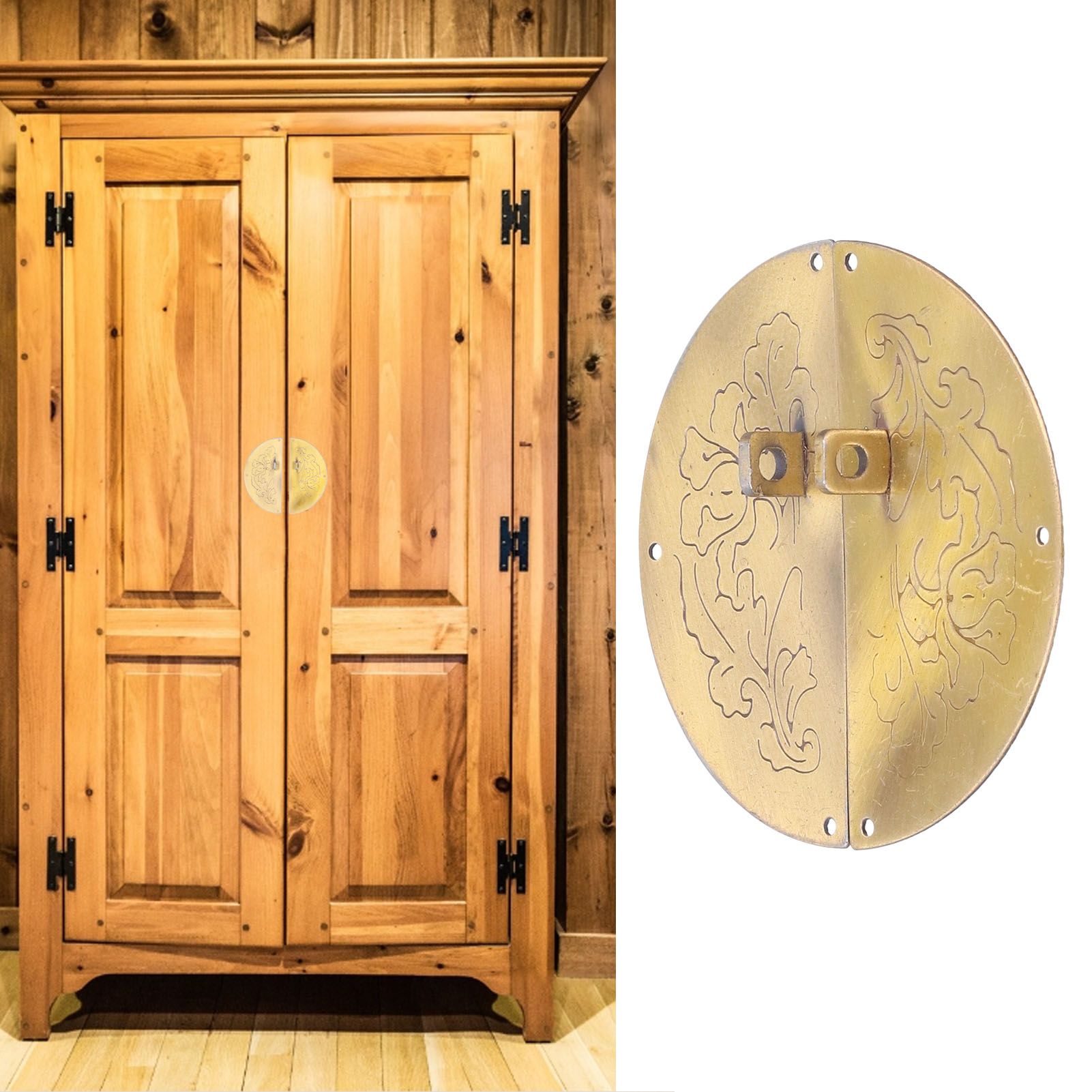 Retro Round Plate Pull Handle Cabinet Wardrobe Double Door Ring Pull for Home Door view 12