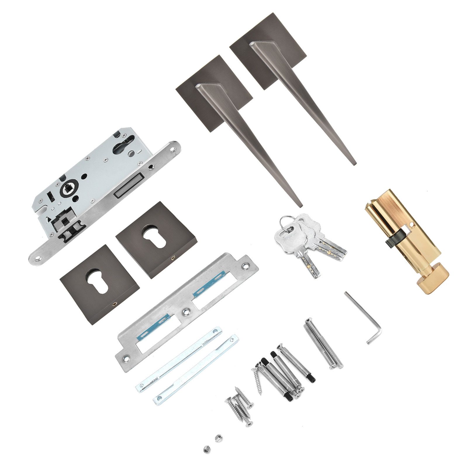 Split Door Lock Handle Kit Modern AntiTheft Door Lockset for Home Bedroom view 8