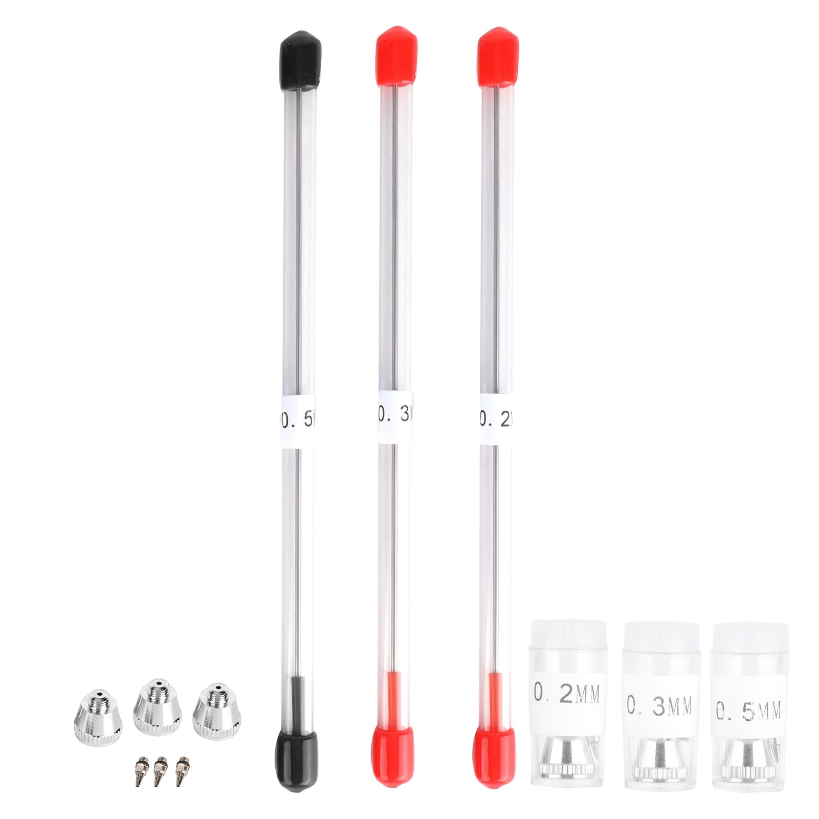 0.2/0.3/0.5mm Airbrush Nozzle Airbrush Needle Nozzle Cap Replacement Parts for view 2