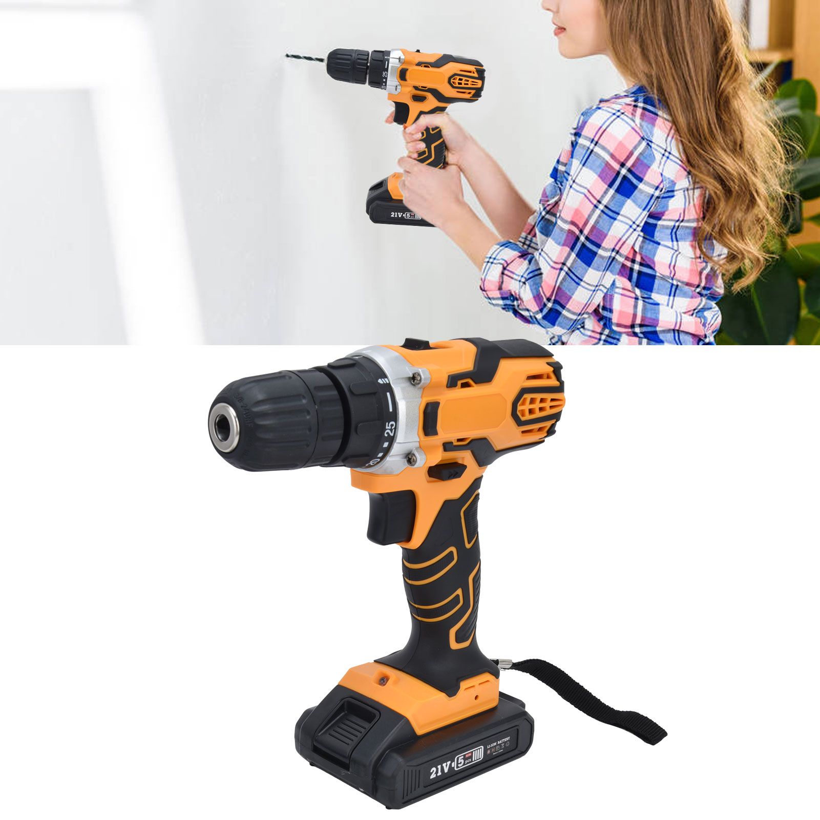21V Lithium Electric Drill Electric Screw Driver Impact Drill Cordless Power view 12