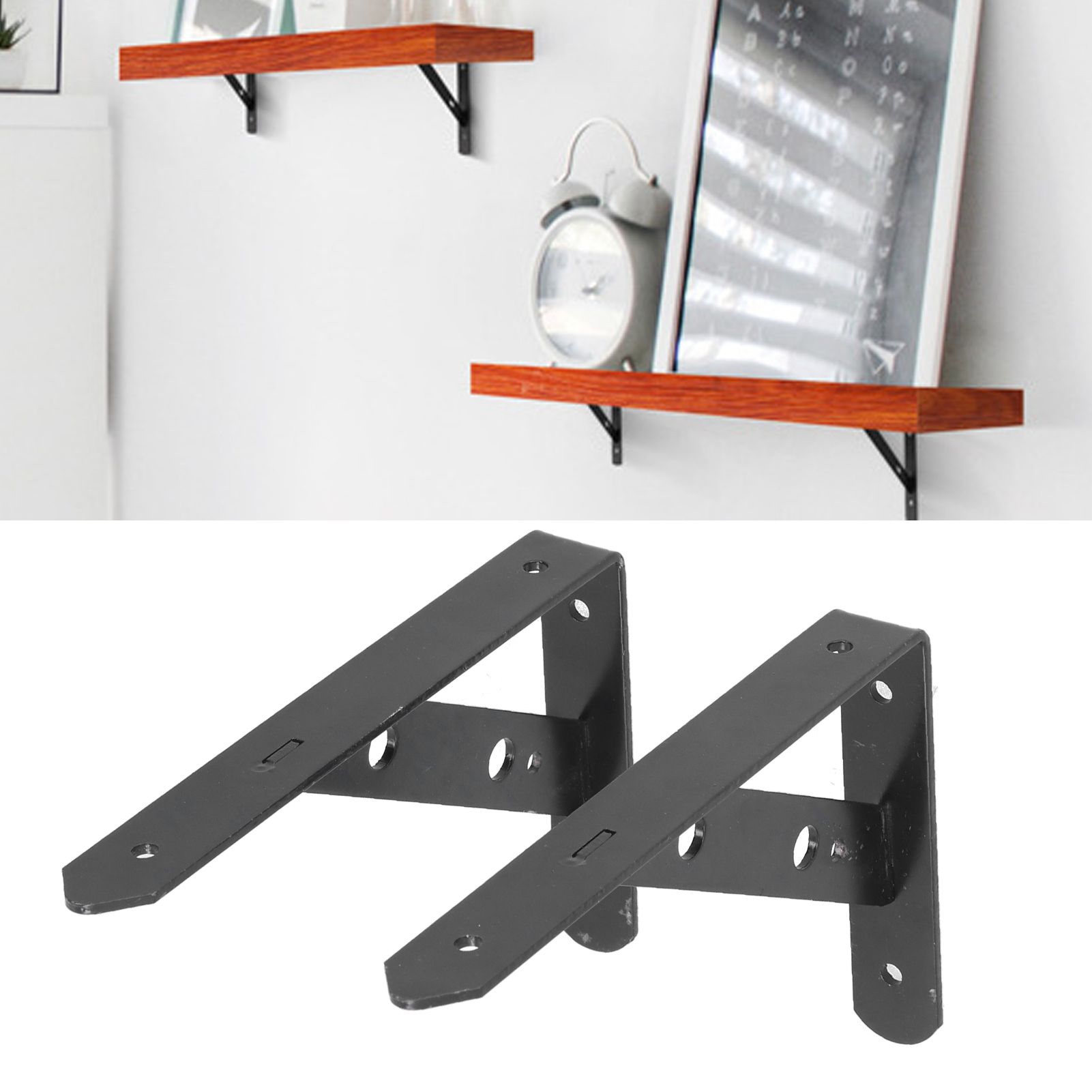2Pcs Shelf Brackets Cold Rolled Steel Rustproof Corrosion Resistant Stable view 12