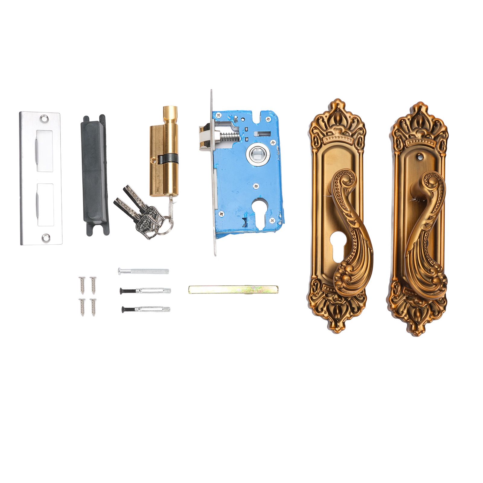 European Style Door Handle Lock Set Aluminum Silent Retro Interior Entry Door view 3