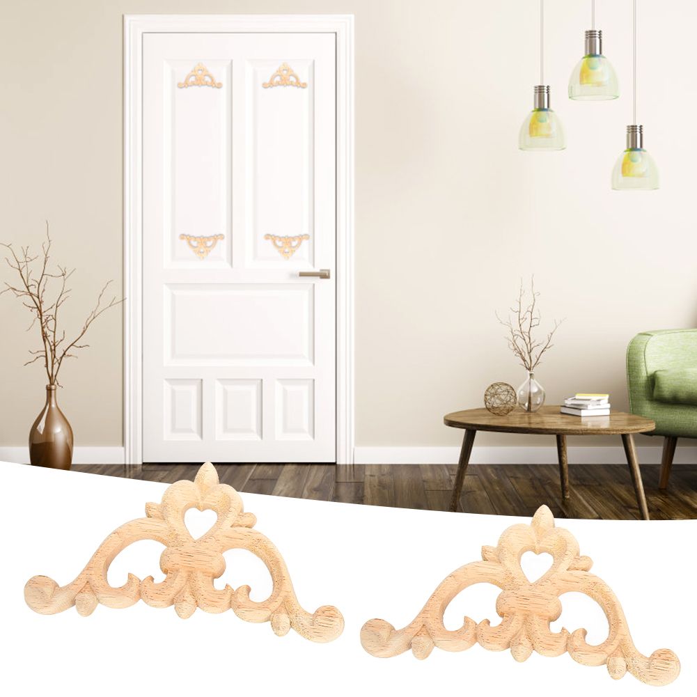 4pcs Wood Carved Corner Onlay Applique Unpainted Cabinet Decal for Home view 3