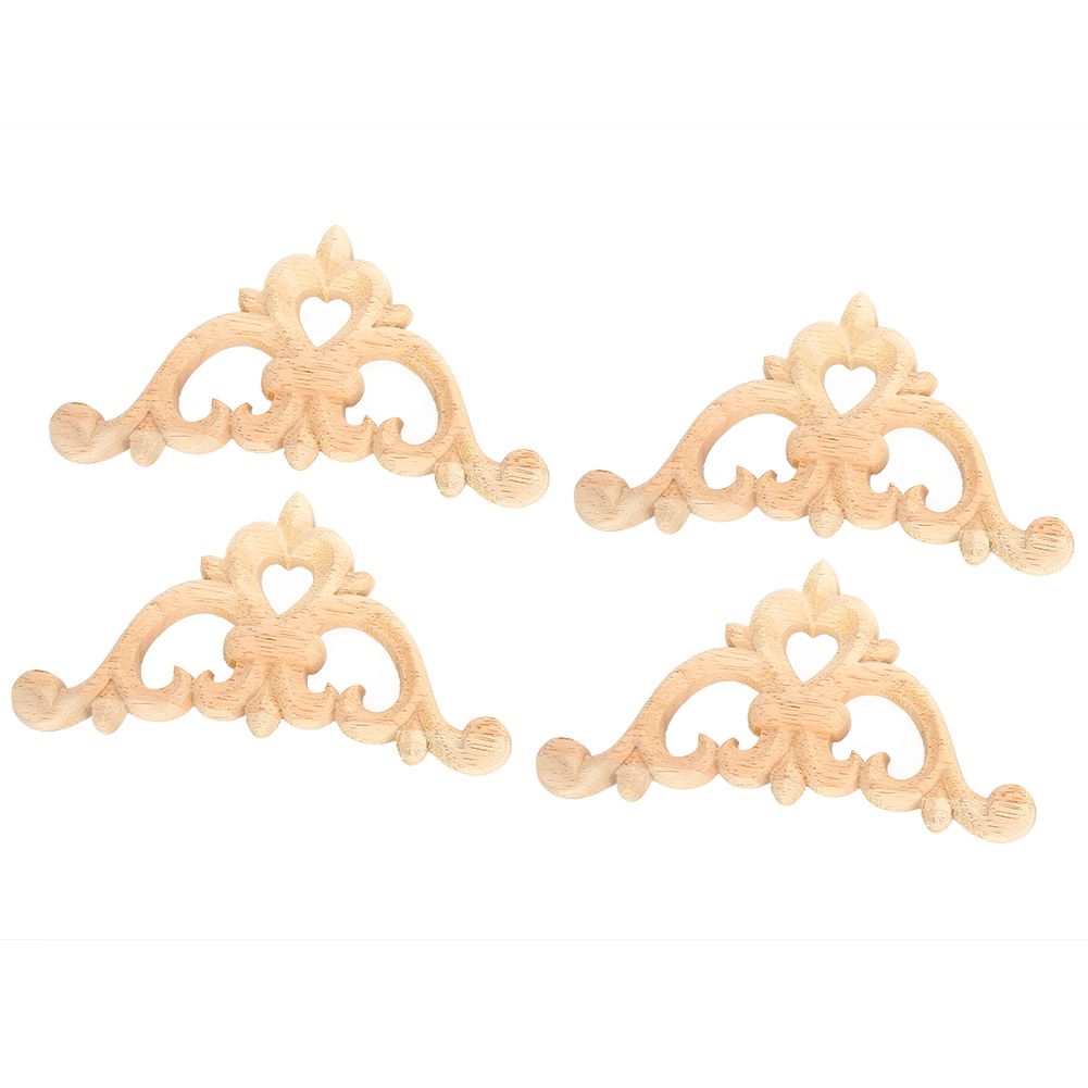 4pcs Wood Carved Corner Onlay Applique Unpainted Cabinet Decal for Home view 5