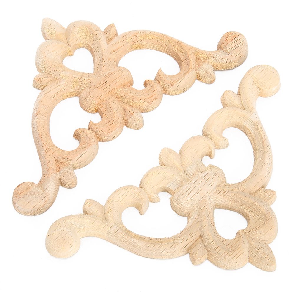 4pcs Wood Carved Corner Onlay Applique Unpainted Cabinet Decal for Home view 7