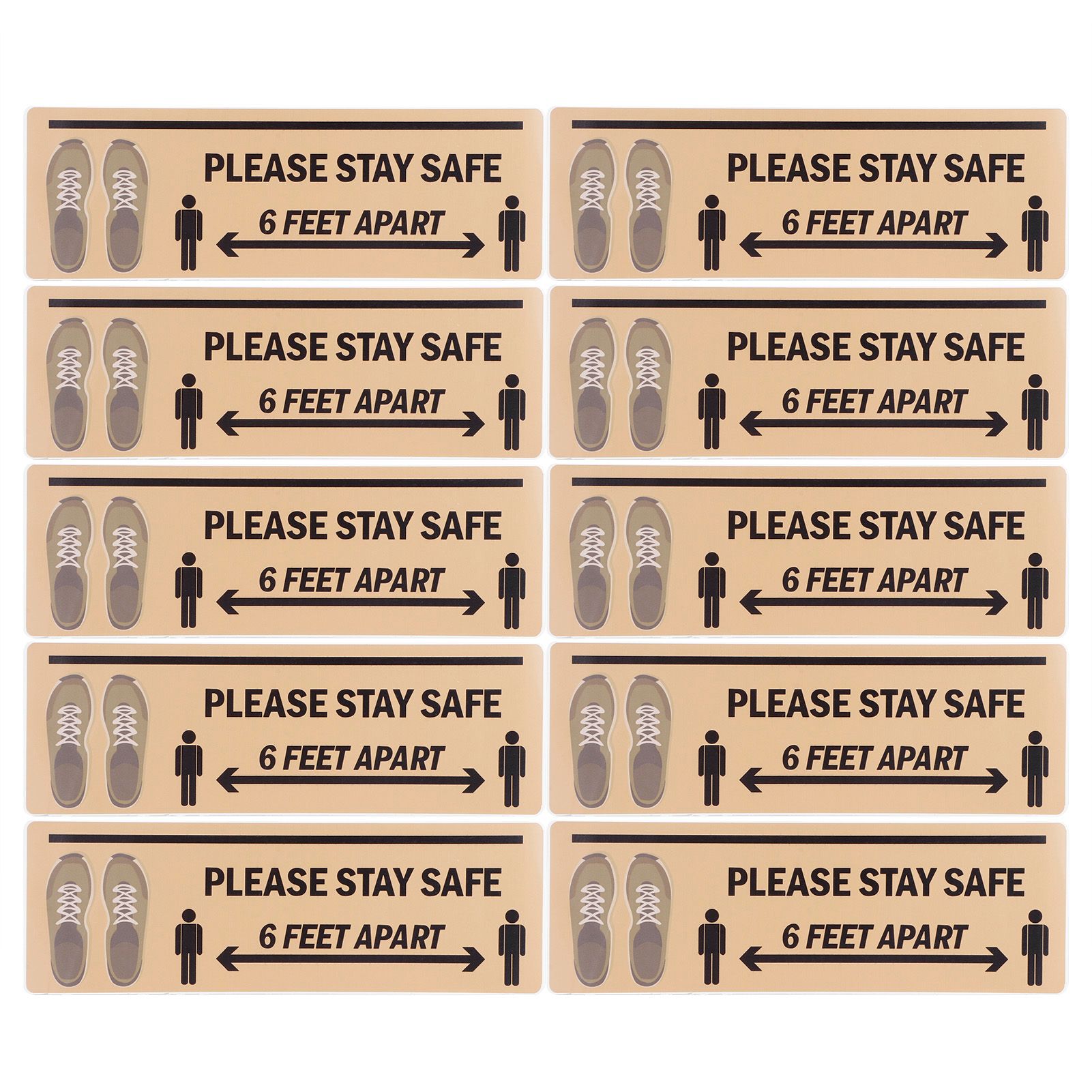 2Set Floor Sticker Safety Distance Sign Marker Warning Decal for Store view 2
