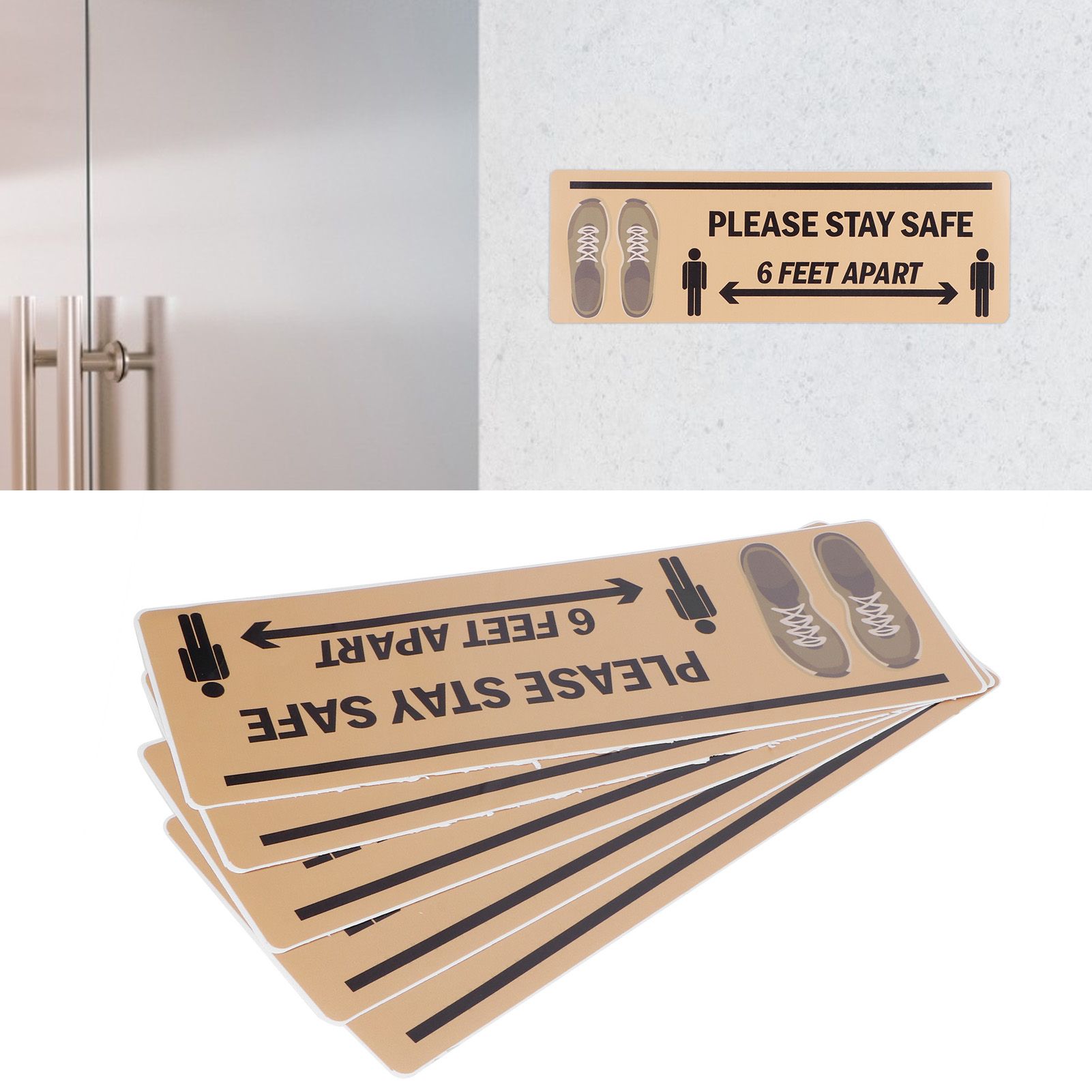 2Set Floor Sticker Safety Distance Sign Marker Warning Decal for Store view 10