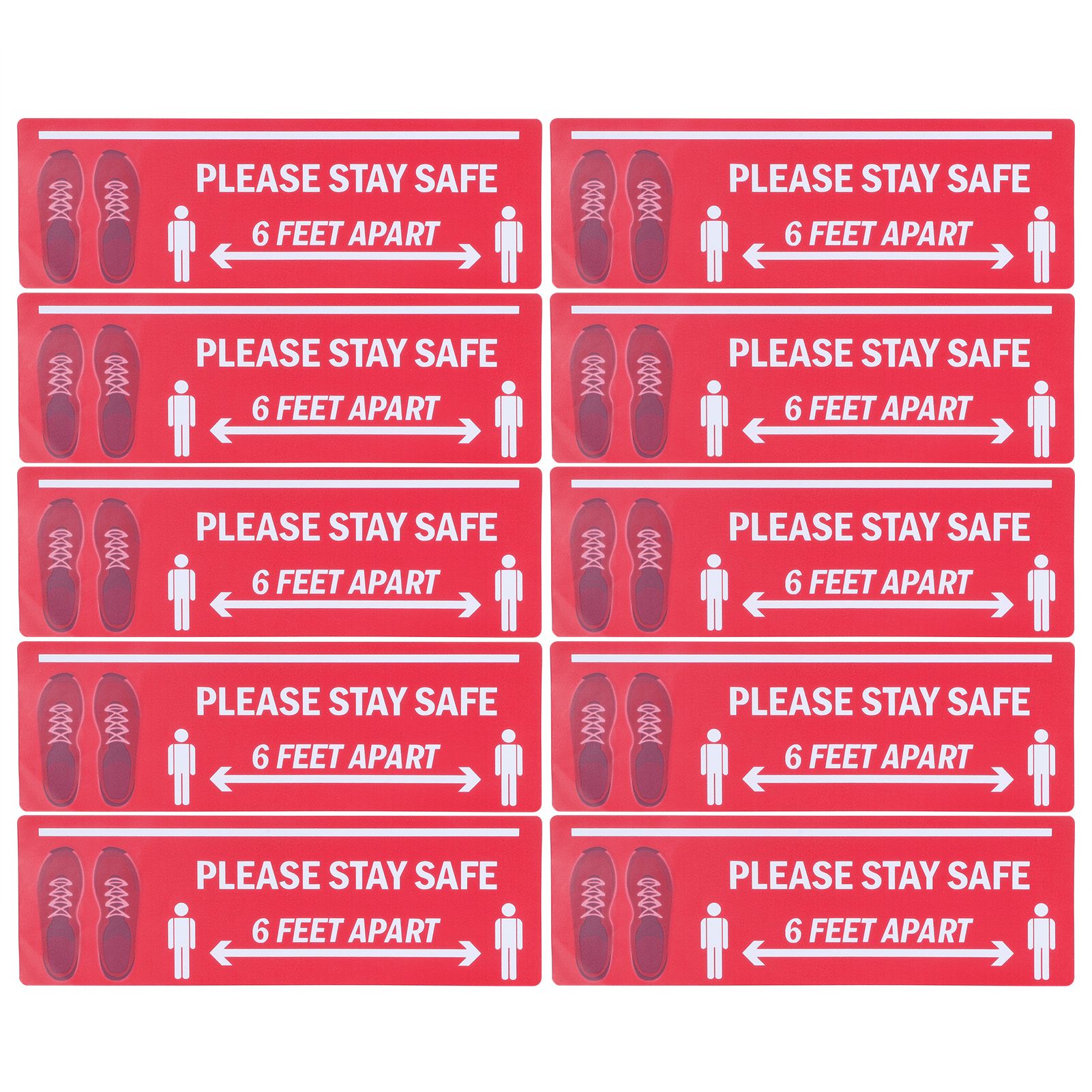 2Set Floor Sticker Safety Distance Sign Marker Warning Decal for Store view 2