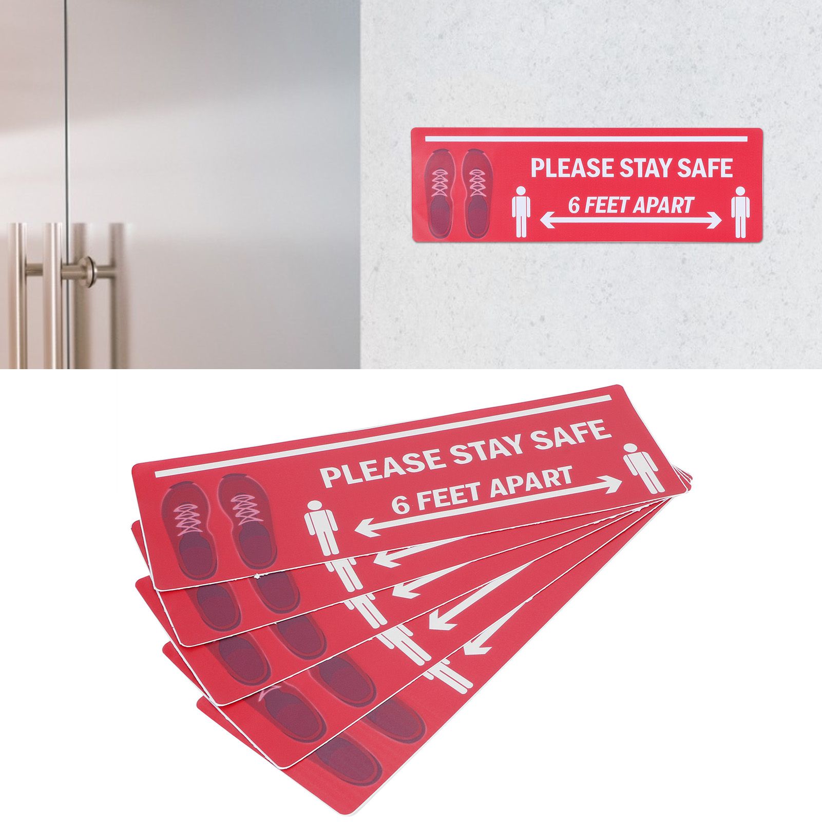 2Set Floor Sticker Safety Distance Sign Marker Warning Decal for Store view 10