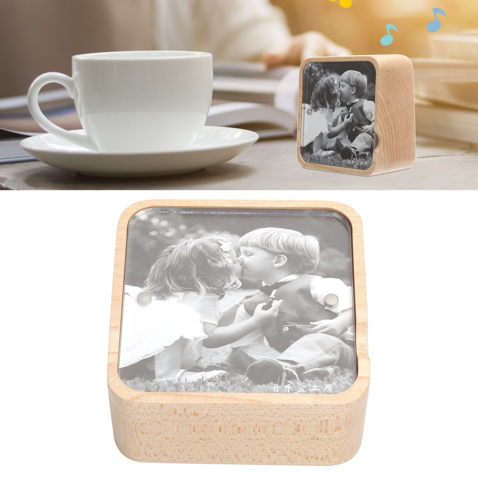 Music Box Gravity Sensor Wooden Photo Frame Musical Box for Home Decoration view 9