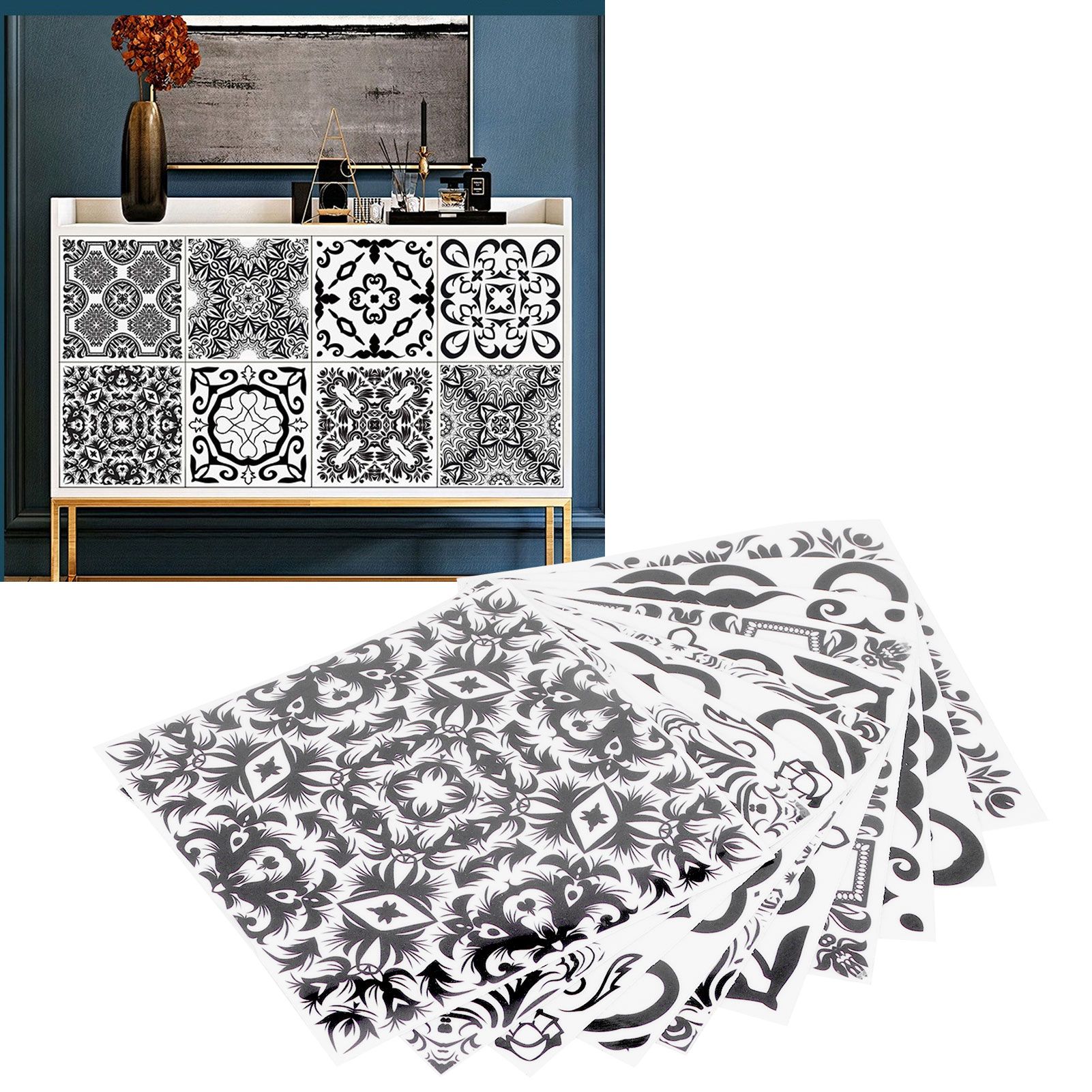 10PCS Self Adhesive Tile Stickers DIY Waterproof Oil Proof Wall Sticker for view 11