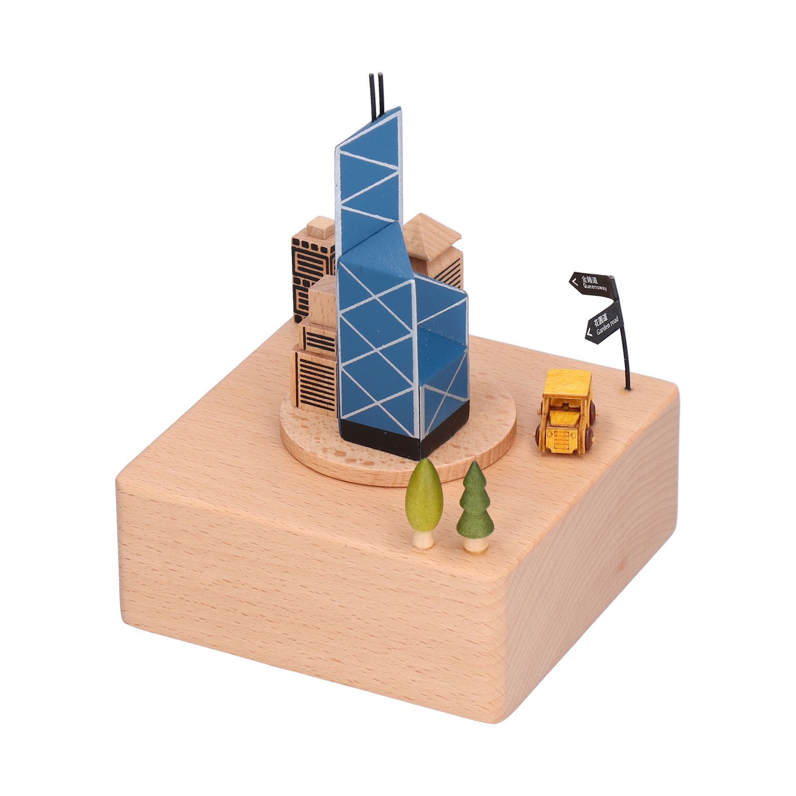 Beech Music Box Building Architectural Style Innovative Musical Box for Gift