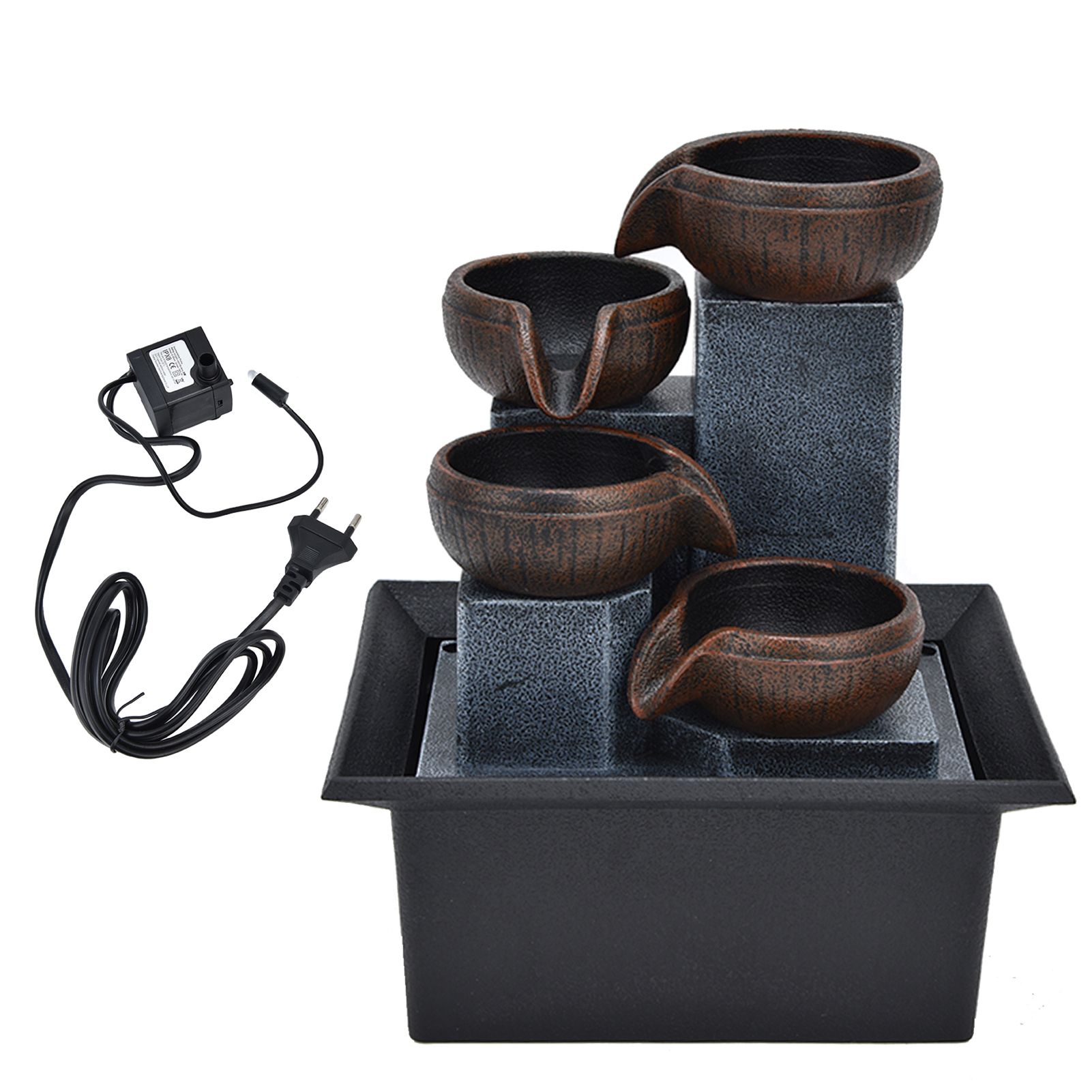 Tabletop Water Fountain with LED Yellow Light Feng Shui Relaxation Desktop view 2