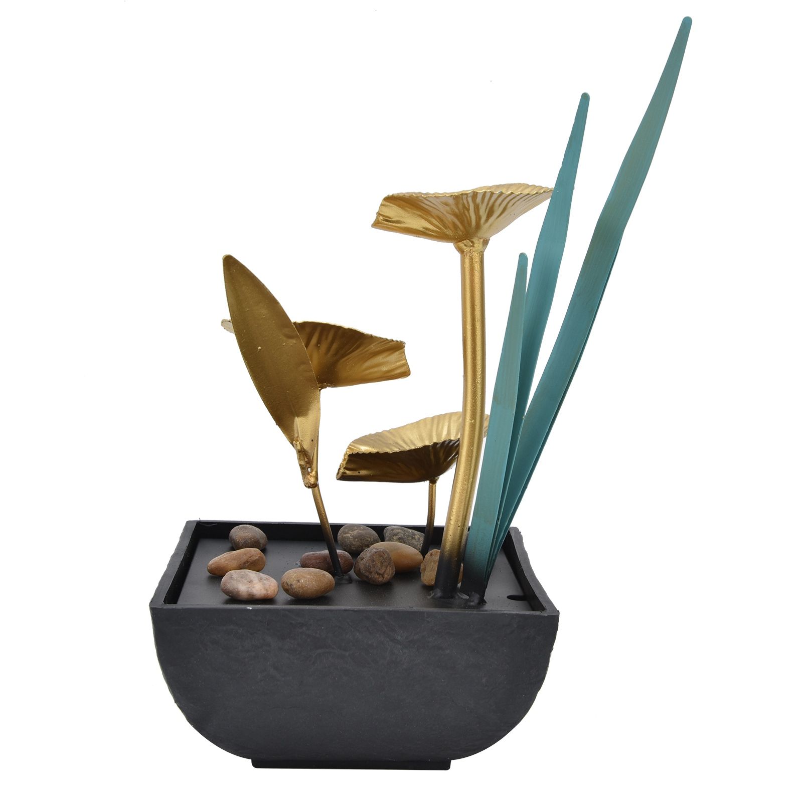 Indoor Tabletop Fountain Lotus LED Waterfall Fountain Ornament Feng Shui Art view 10